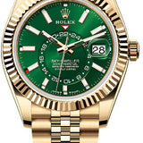 Rolex Sky-Dweller 42mm Yellow Gold Bright Green Dial Fluted Bezel Jubilee Bracelet – 336938GRNJ
