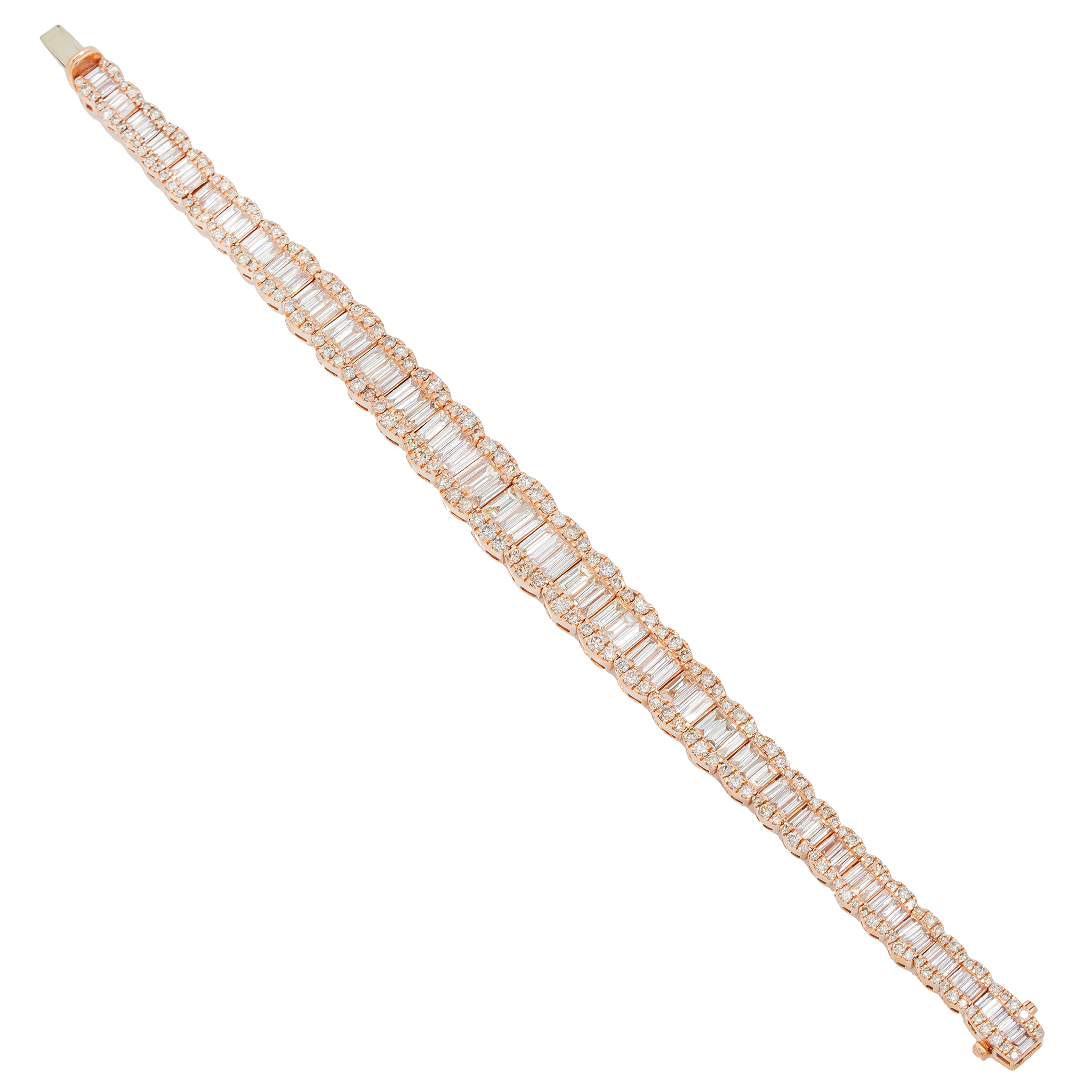 Diamond Baguette Bracelet, 14K Rose Gold 12.80ct view 2