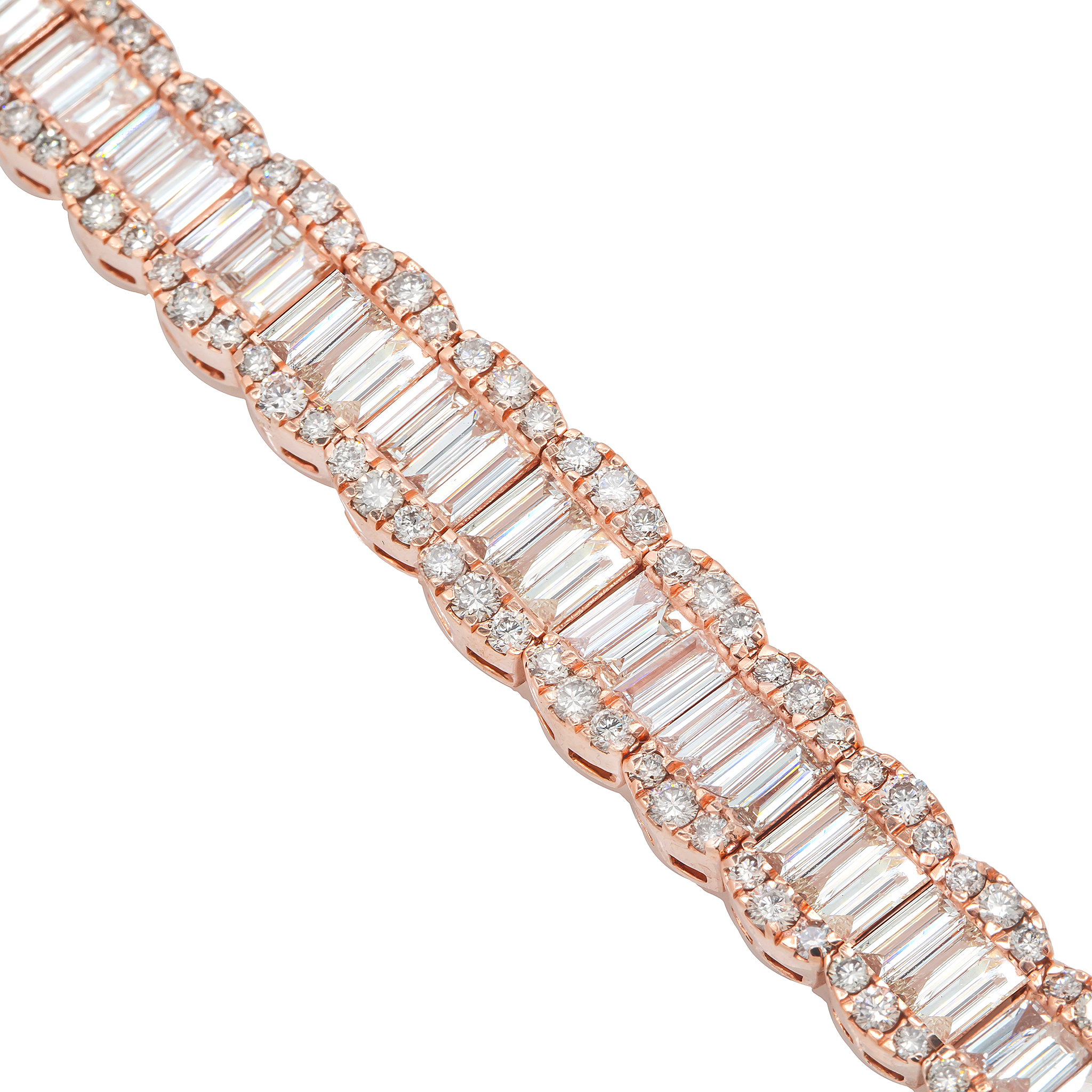 Diamond Baguette Bracelet, 14K Rose Gold 12.80ct view 3