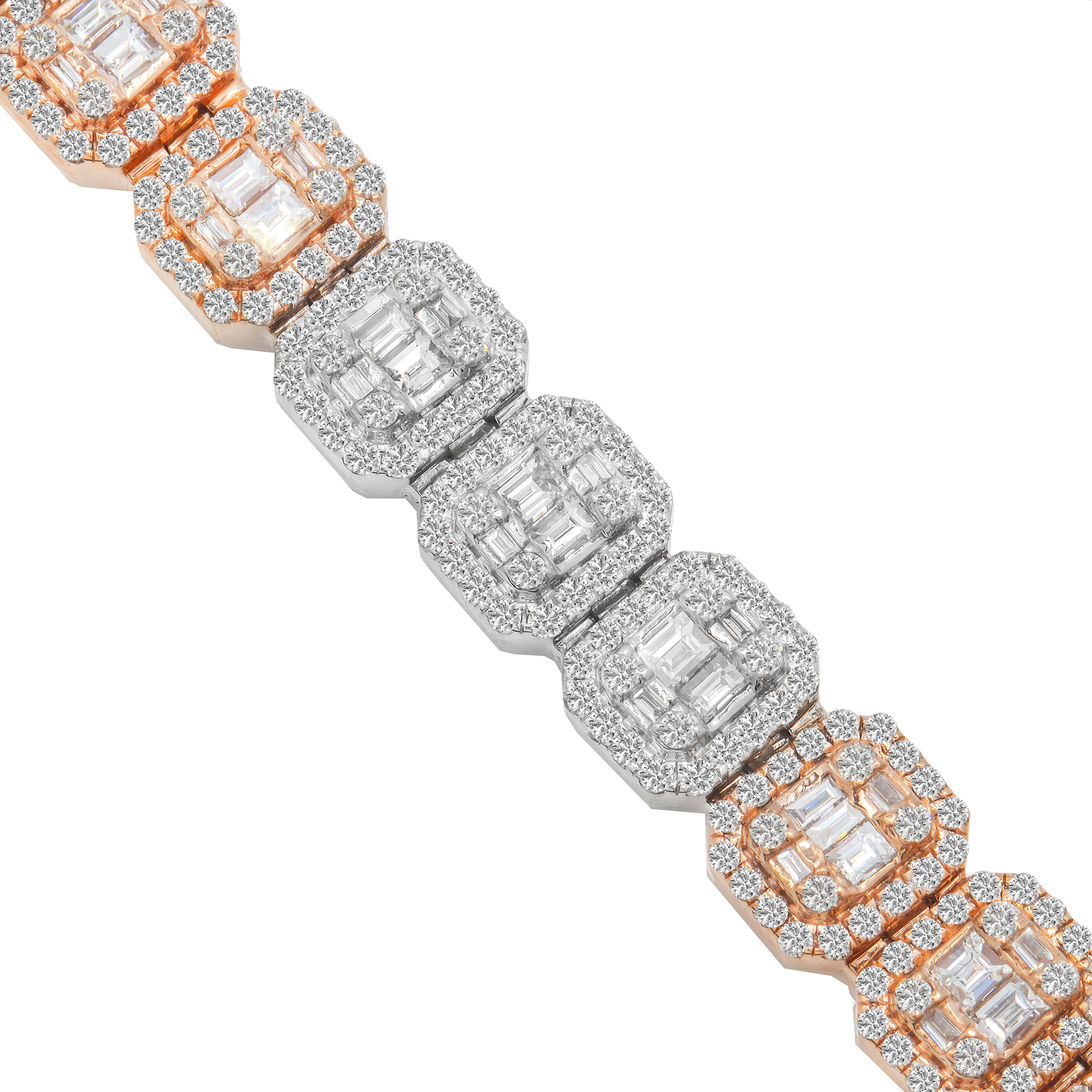 Two Tone Baguette Bracelet, 14K White Gold 8.94ct view 3