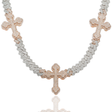 Baguette Cuban Cross Chain, 10K Rose Gold 18.56ct