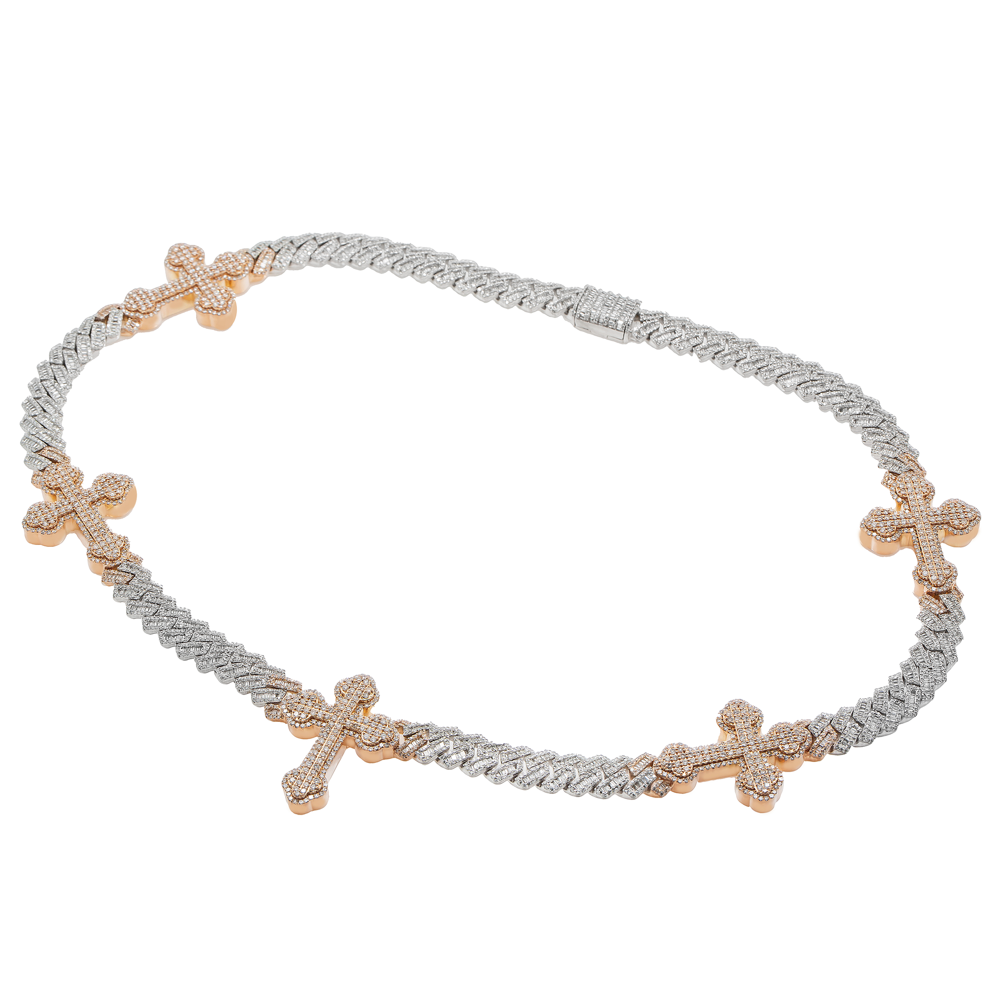 Baguette Cuban Cross Chain, 10K Rose Gold 18.56ct view 2