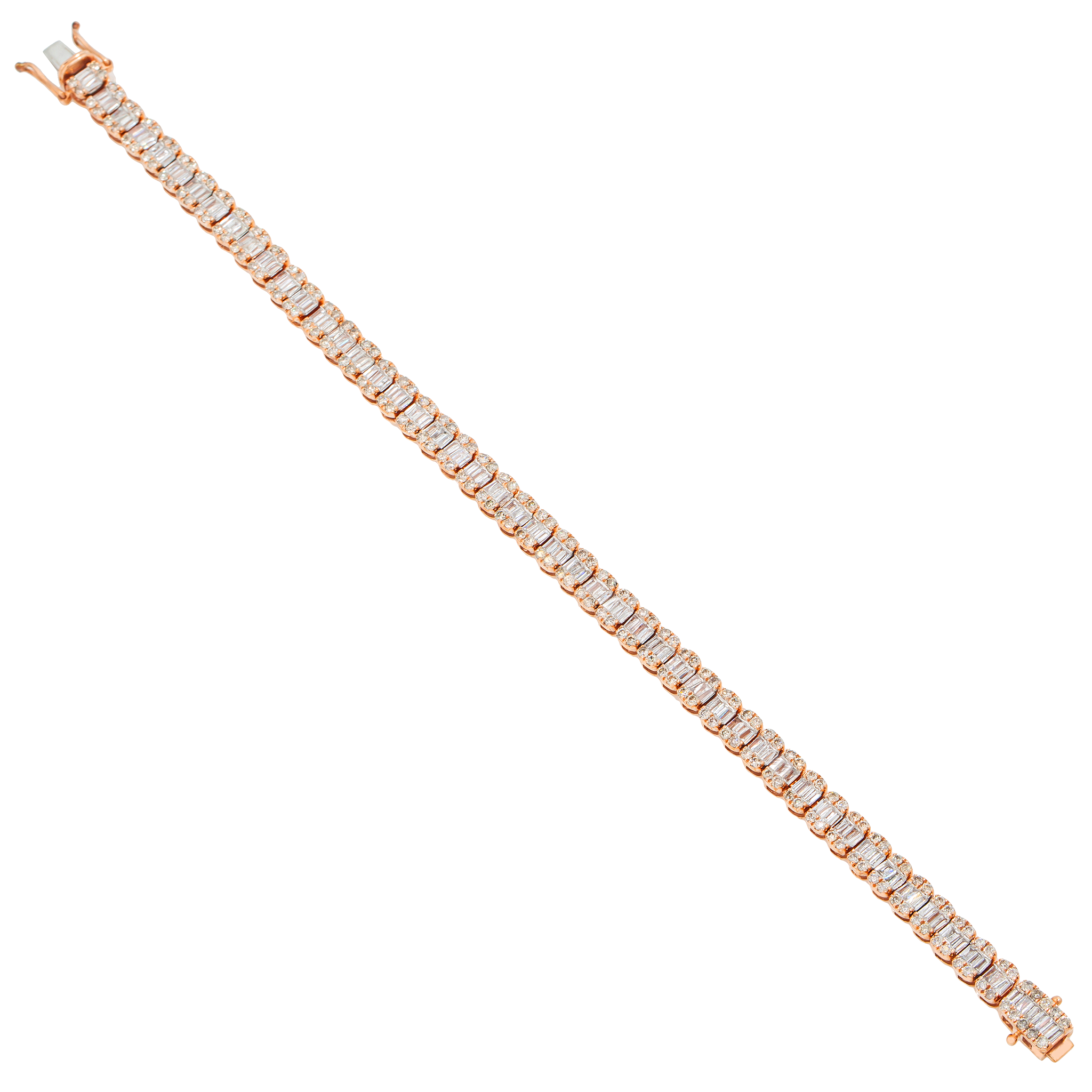 Diamond Baguette Bracelet, 10K Rose Gold 5.80ct view 2