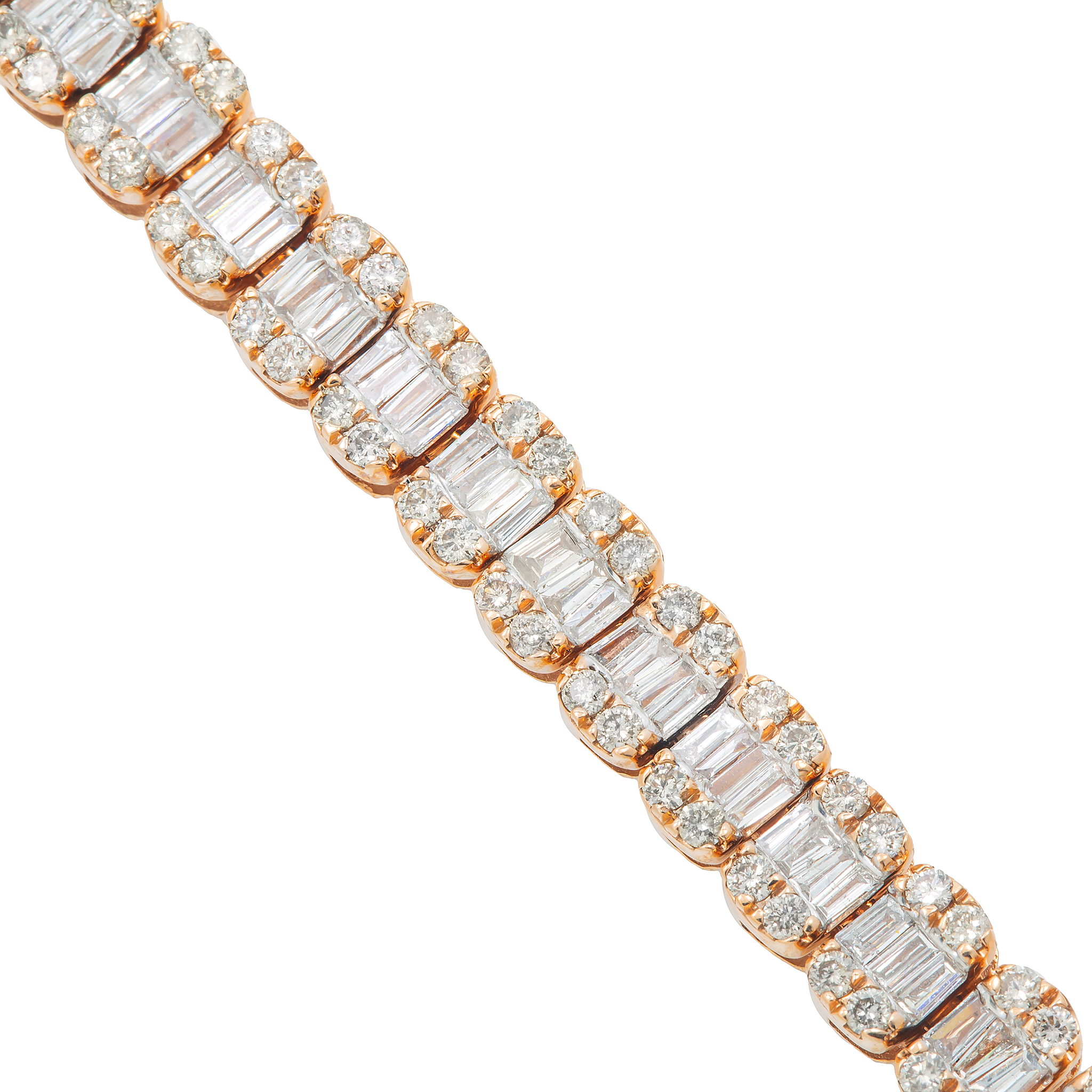Diamond Baguette Bracelet, 10K Rose Gold 5.80ct view 3