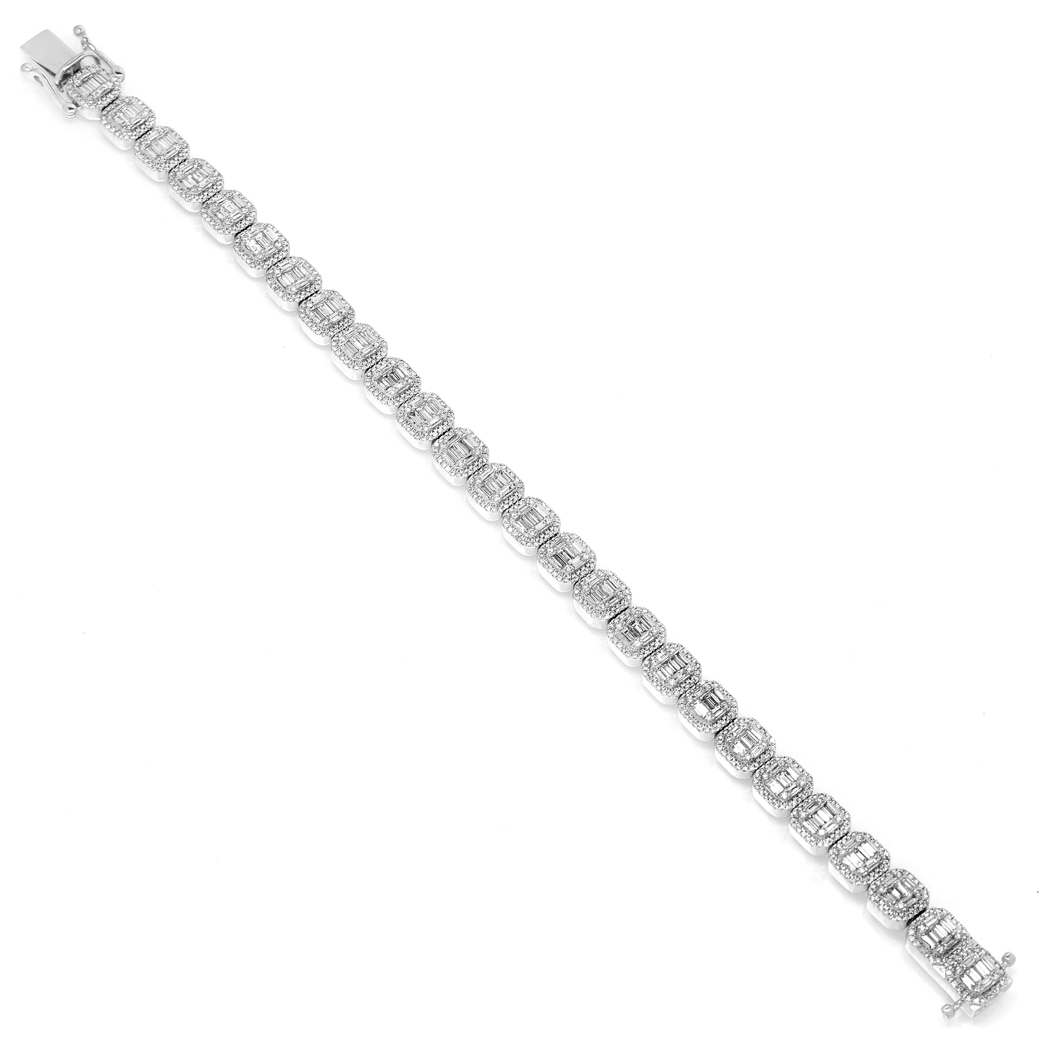 Diamond Baguette Bracelet, 14K White Gold 5.25ct view 2