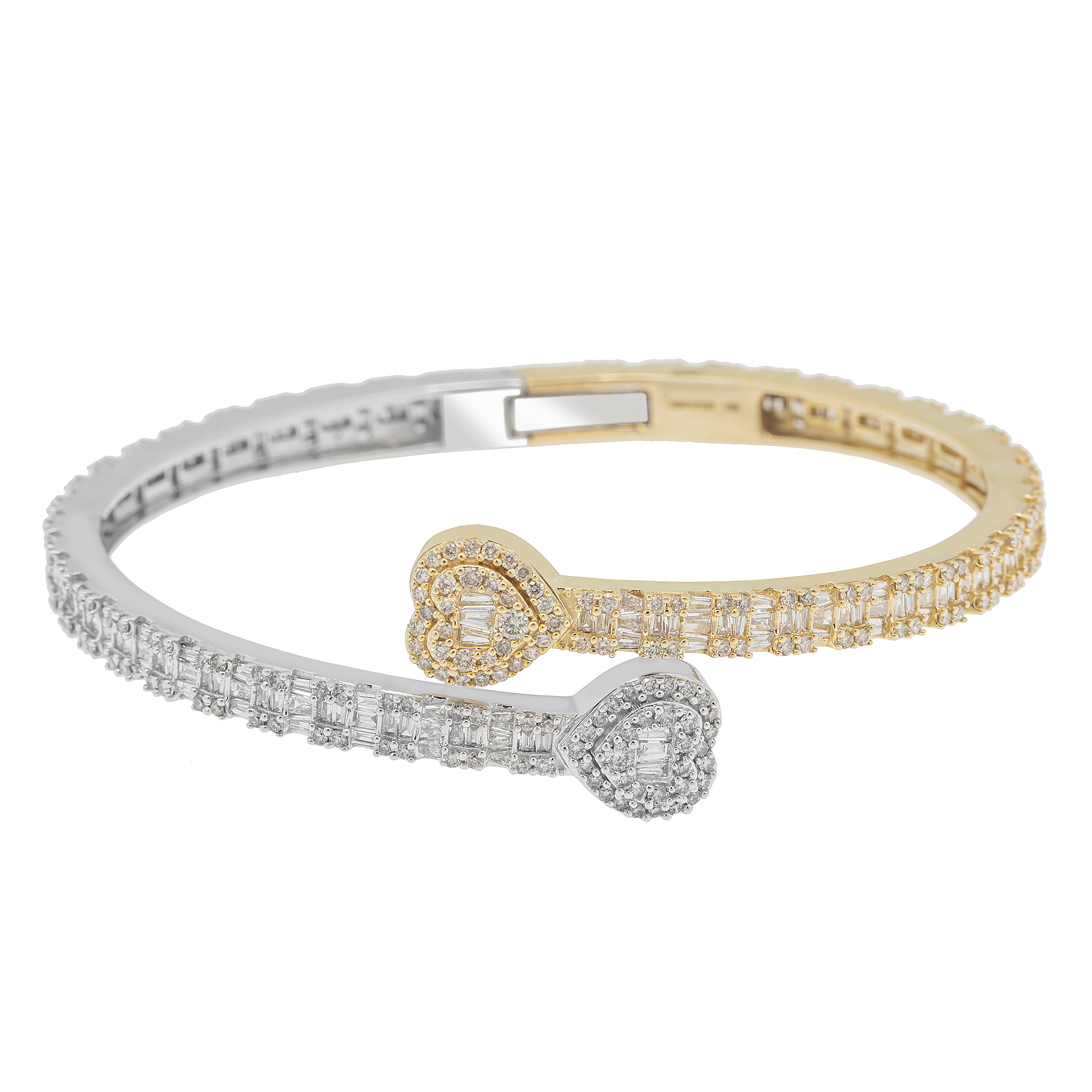 Diamond Heart Bangle, 10K Yellow Gold 4.00ct