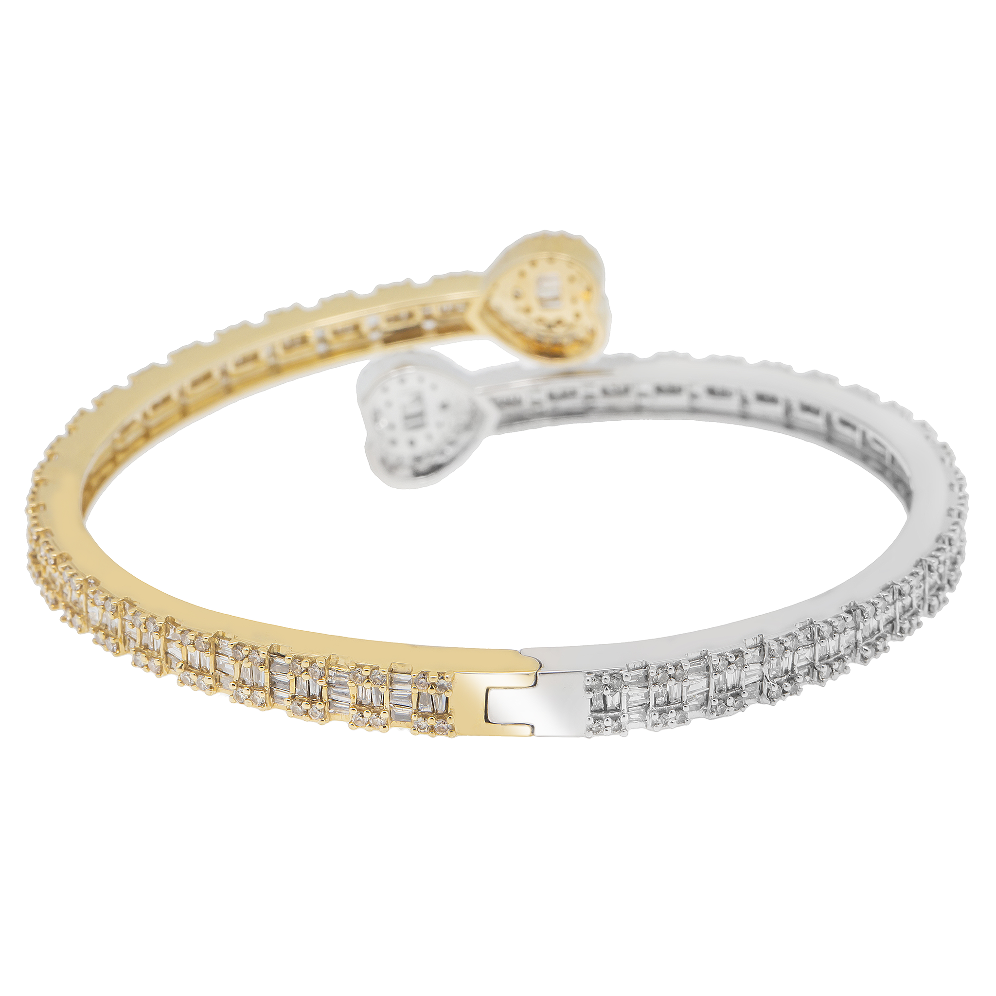 Diamond Heart Bangle, 10K Yellow Gold 4.00ct view 2