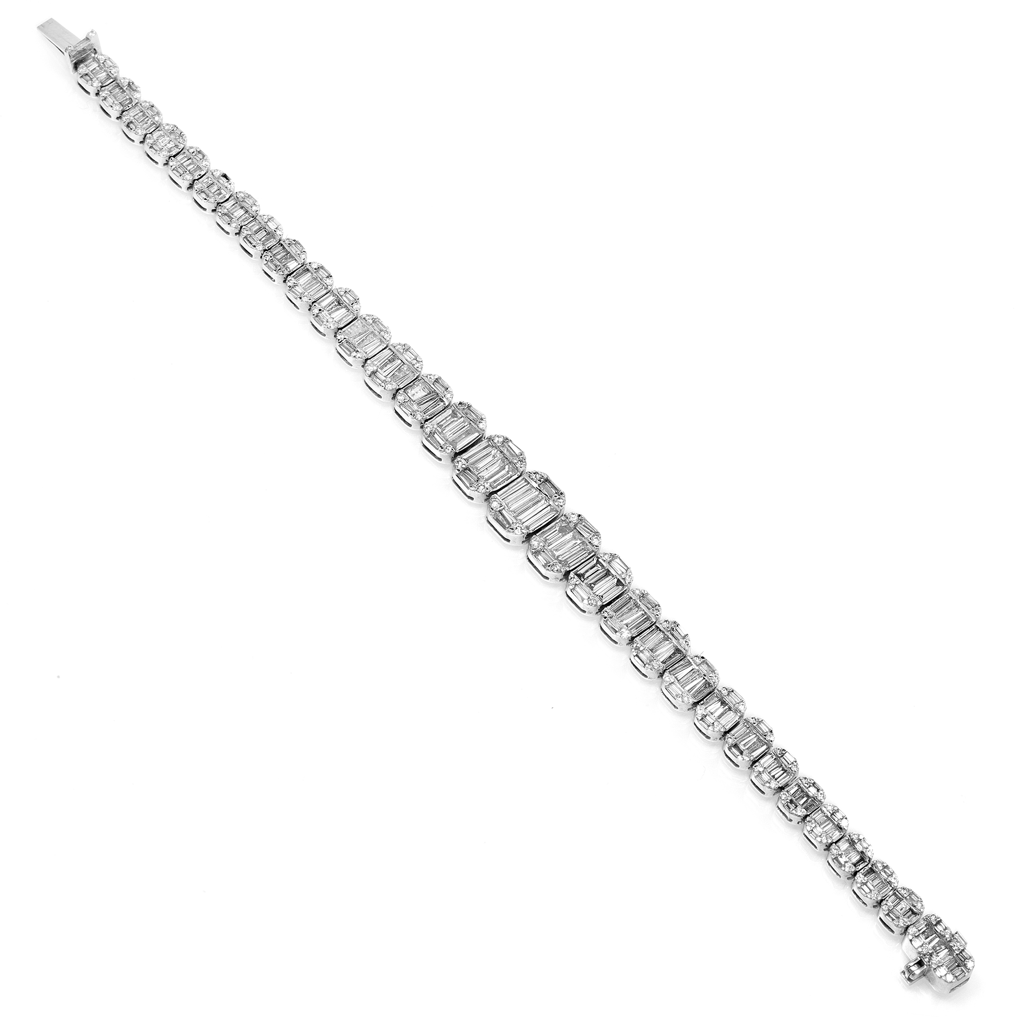 Diamond Baguette Bracelet, 14K White Gold 10.50ct view 2