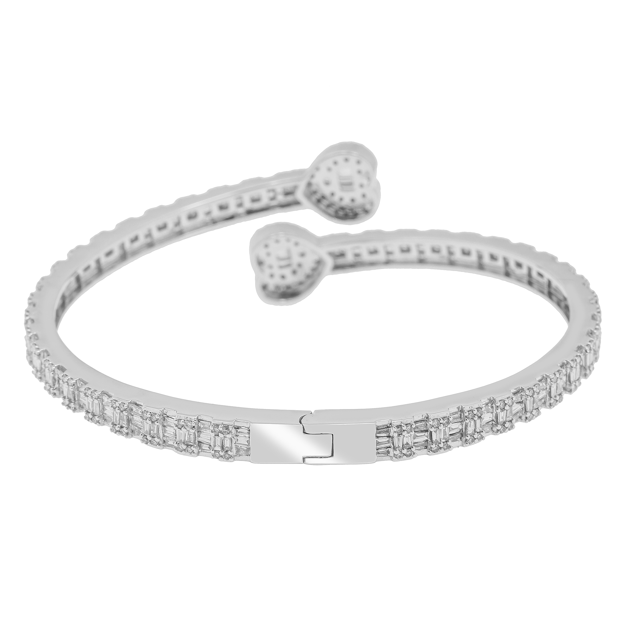 Diamond Heart Bangle, 10K White Gold 4.00ct view 2