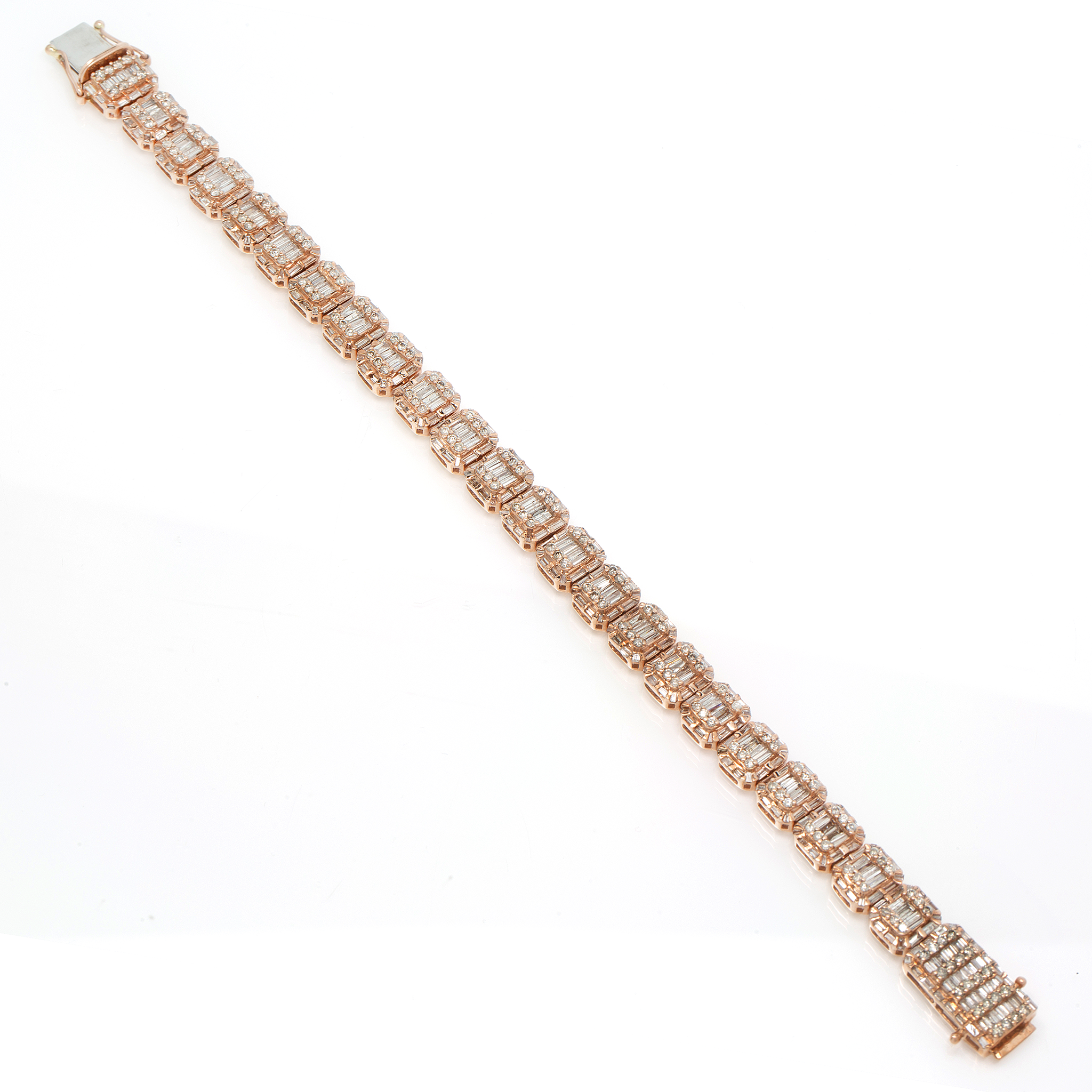 Diamond Baguette Bracelet, 10K Rose Gold 7.25ct view 2