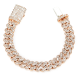 Diamond Cuban Bracelet, 10K Rose Gold 12ct