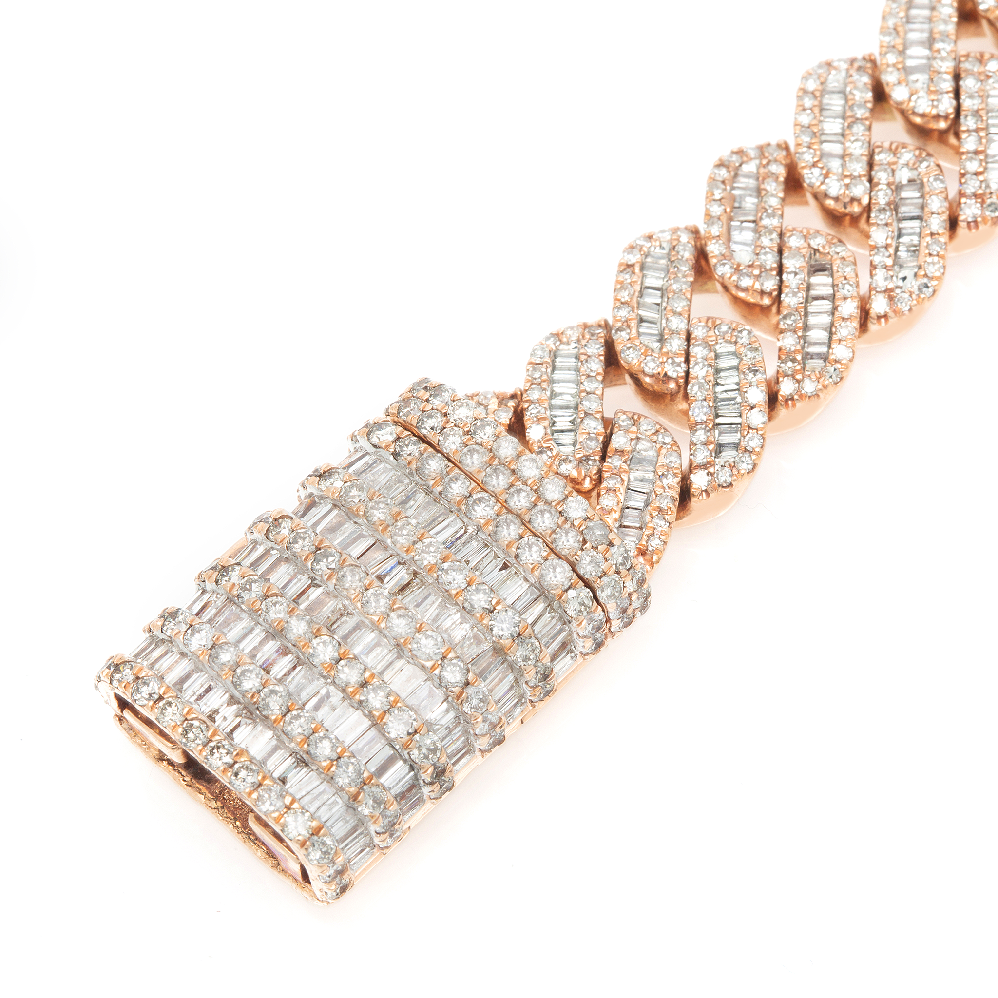 Diamond Cuban Bracelet, 10K Rose Gold 12ct view 3