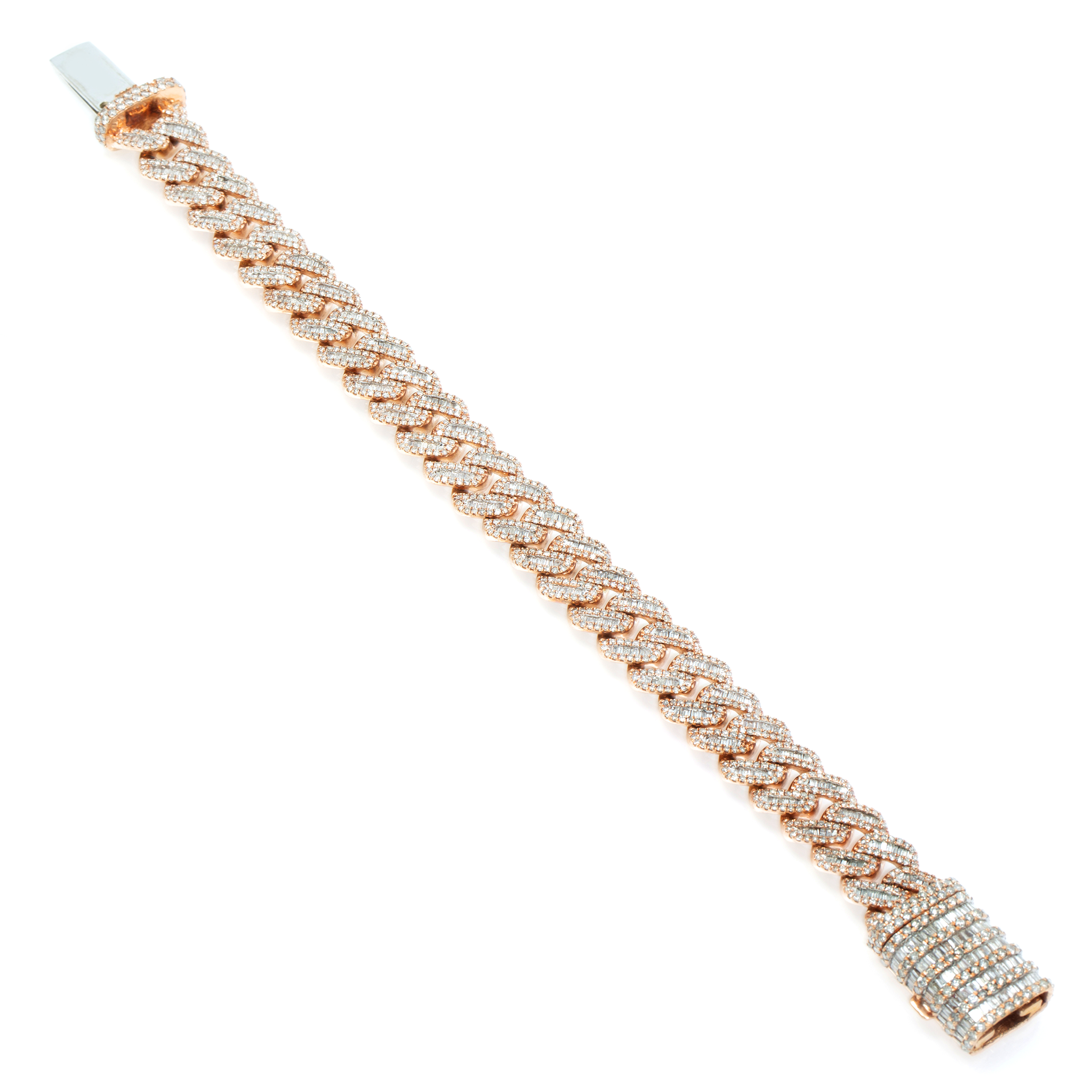 Diamond Cuban Bracelet, 10K Rose Gold 12ct view 2