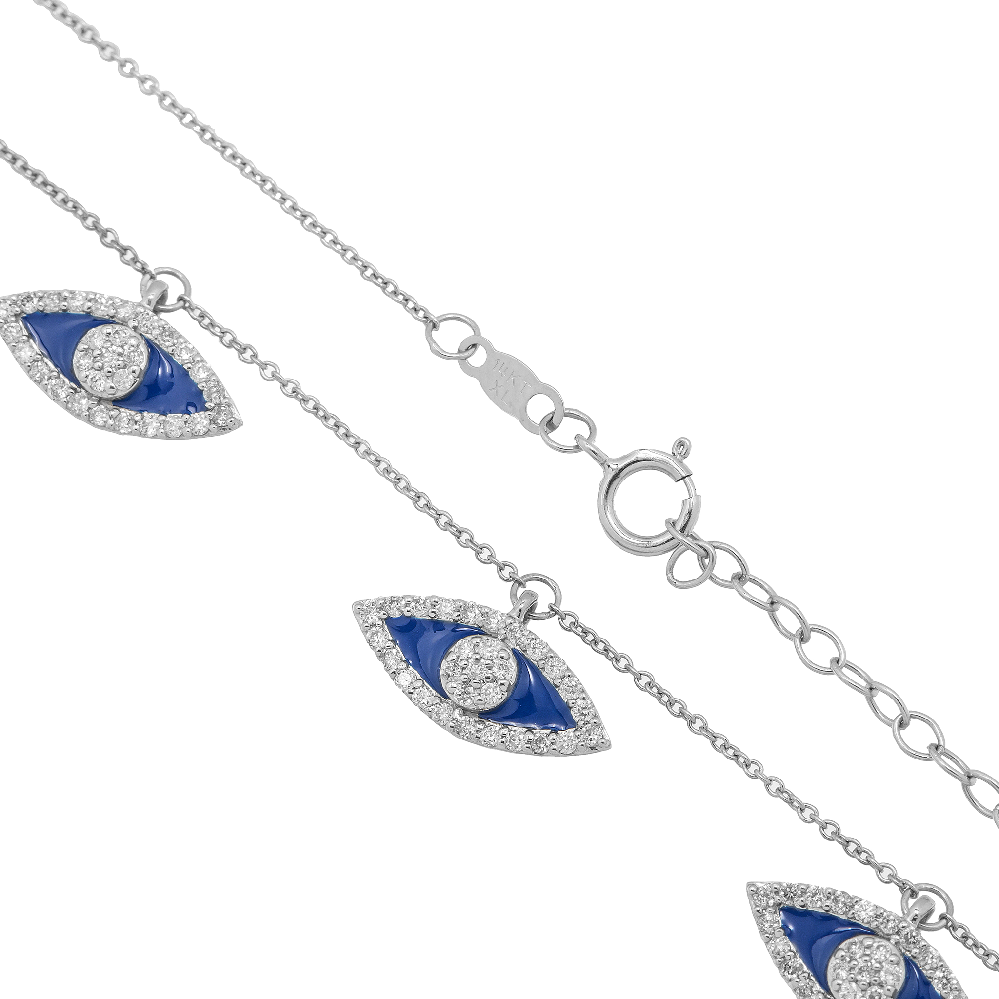 Evil Eye Necklace, 14K White Gold 0.95ct view 2