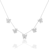 Diamond Butterfly Necklace, 14K White Gold 1.35ct