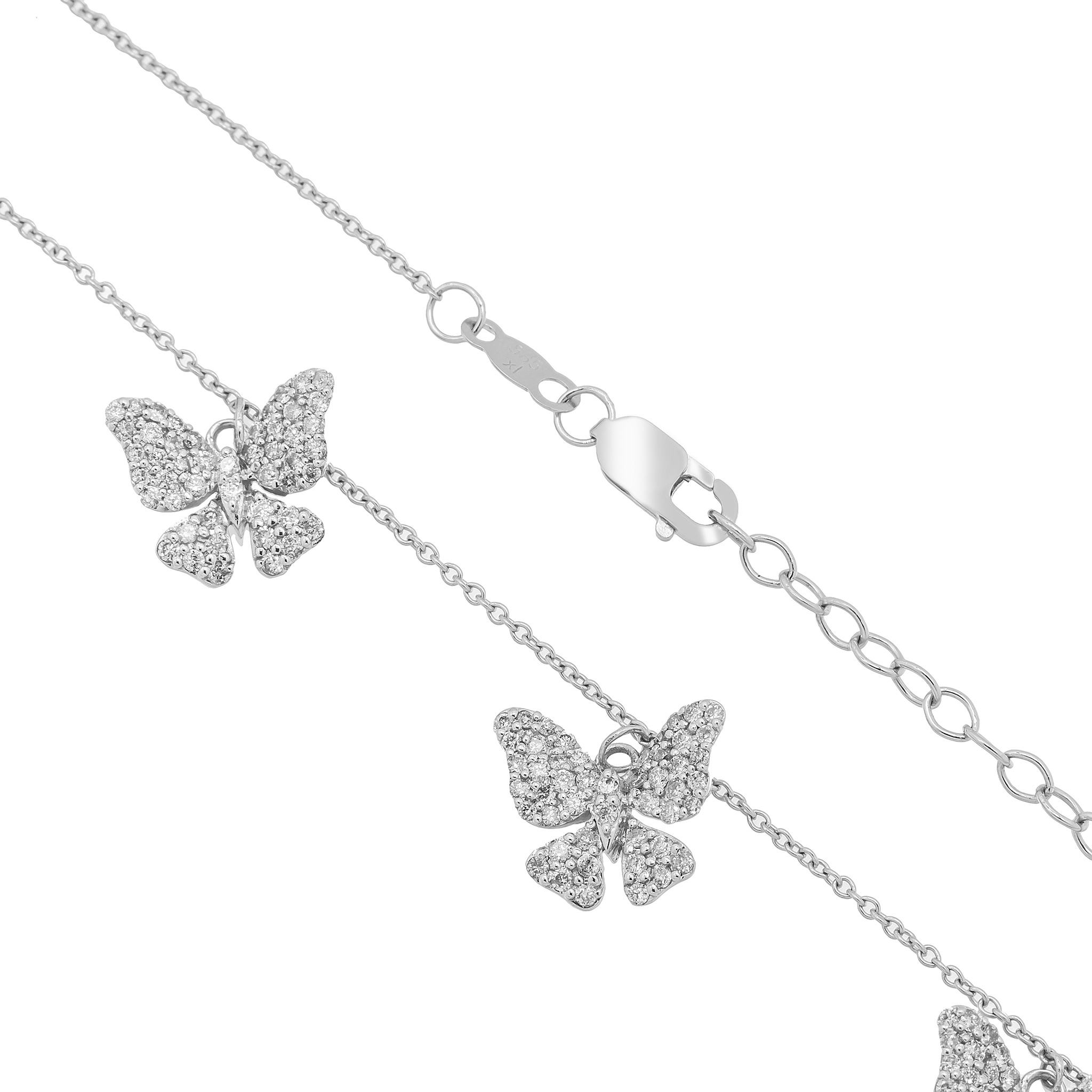 Diamond Butterfly Necklace, 14K White Gold 1.35ct view 2