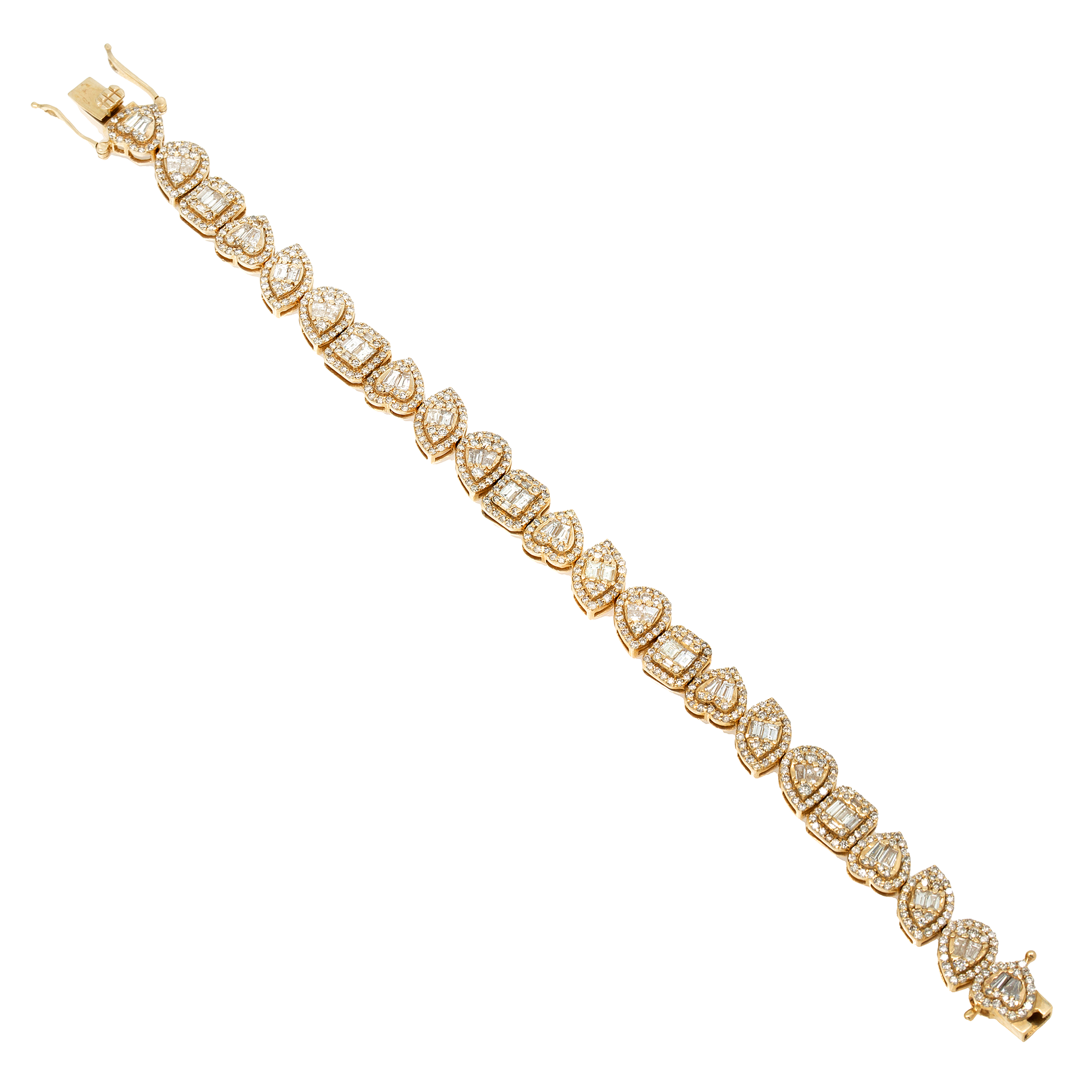 Diamond Multi Shape Bracelet, 14K Yellow Gold 5.94ct view 2