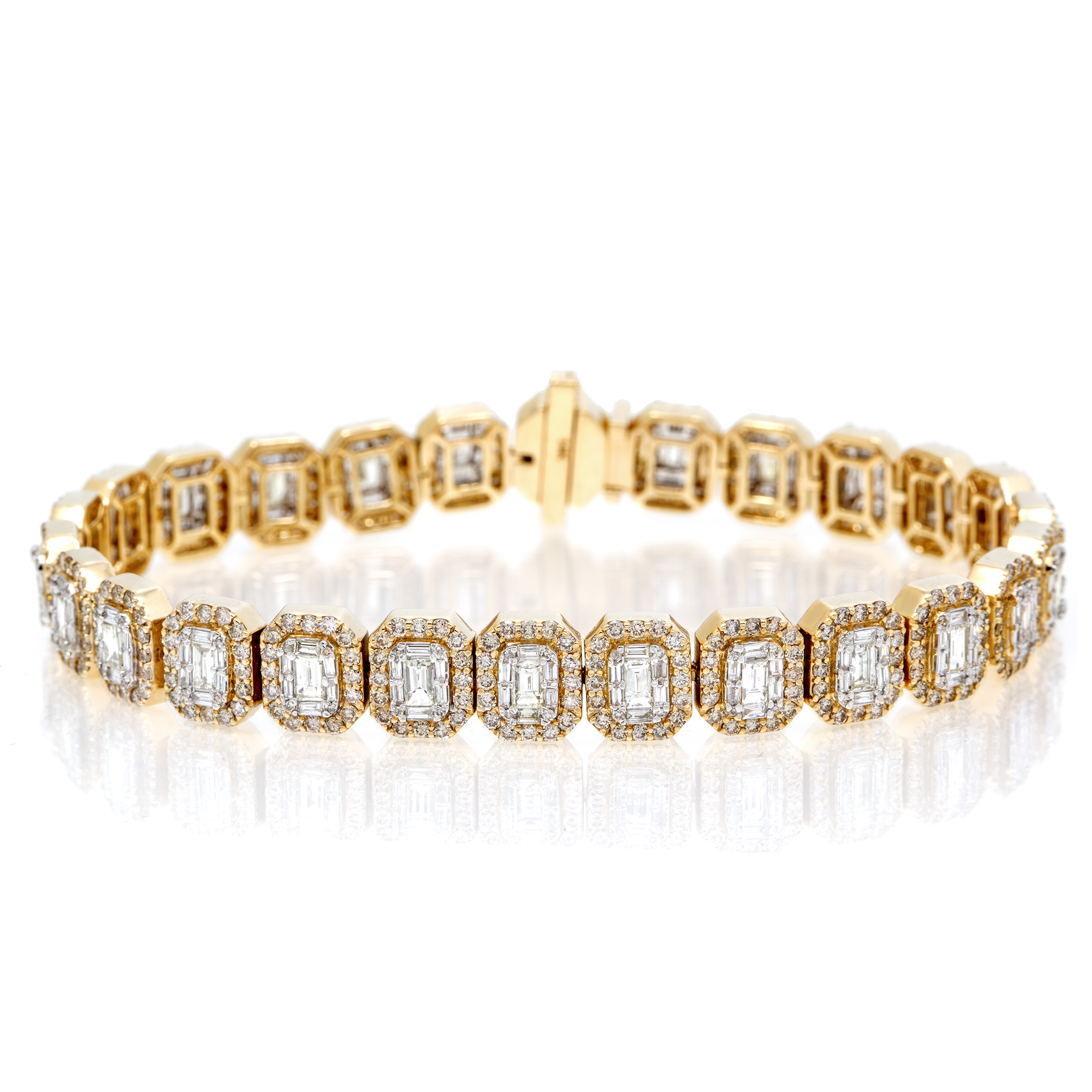 Diamond Baguette Bracelet, 14K Yellow Gold 9.24ct