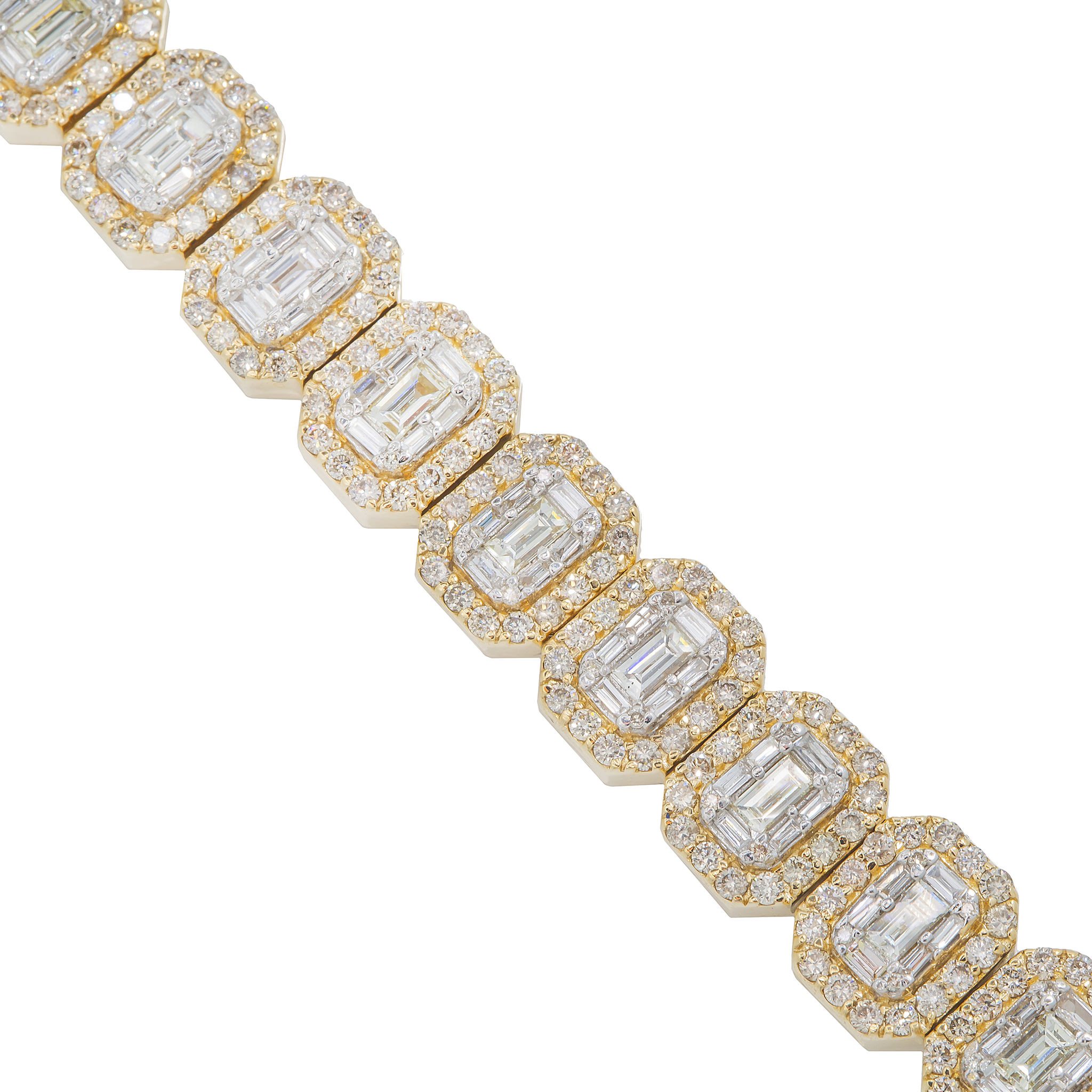 Diamond Baguette Bracelet, 14K Yellow Gold 9.24ct view 3