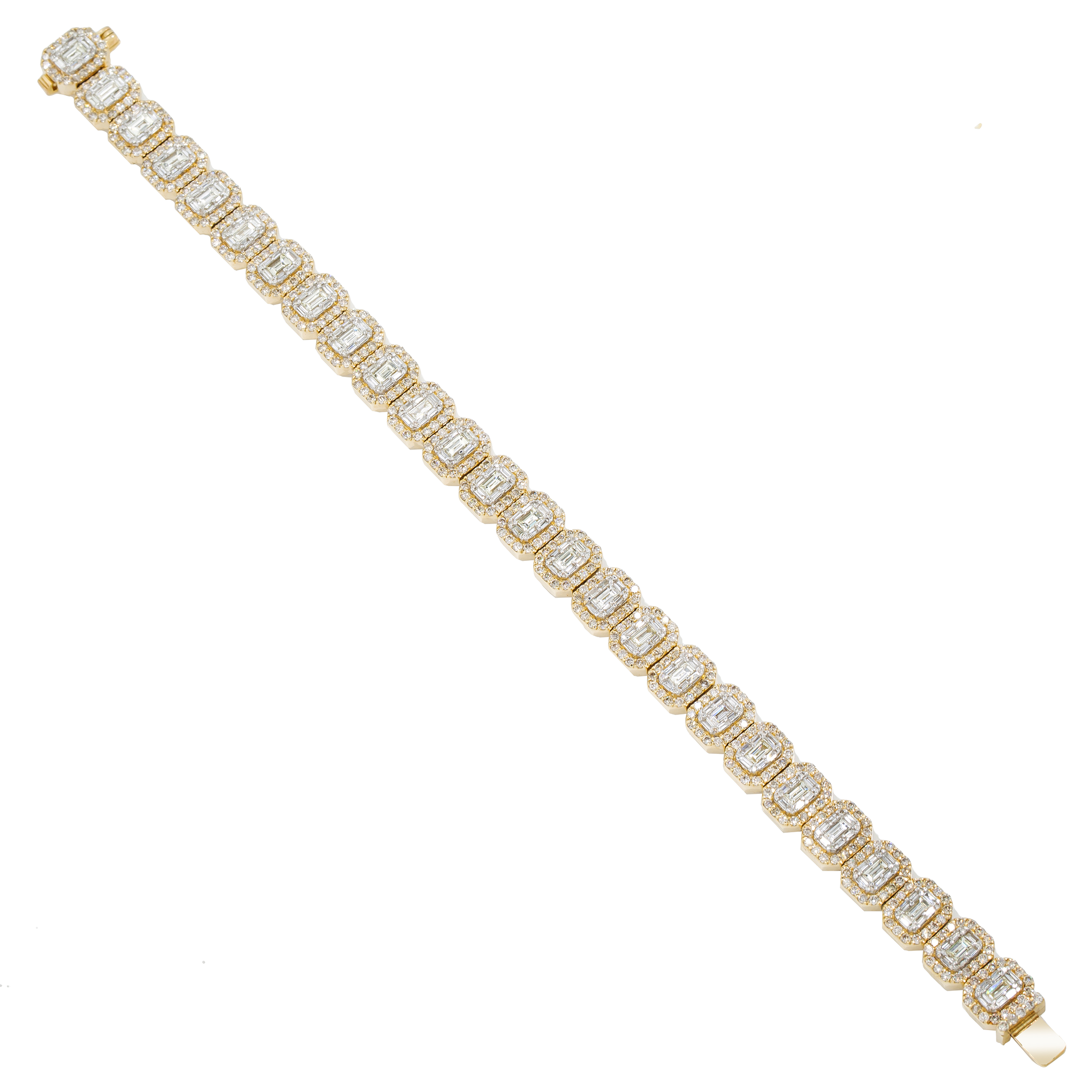 Diamond Baguette Bracelet, 14K Yellow Gold 9.24ct view 2