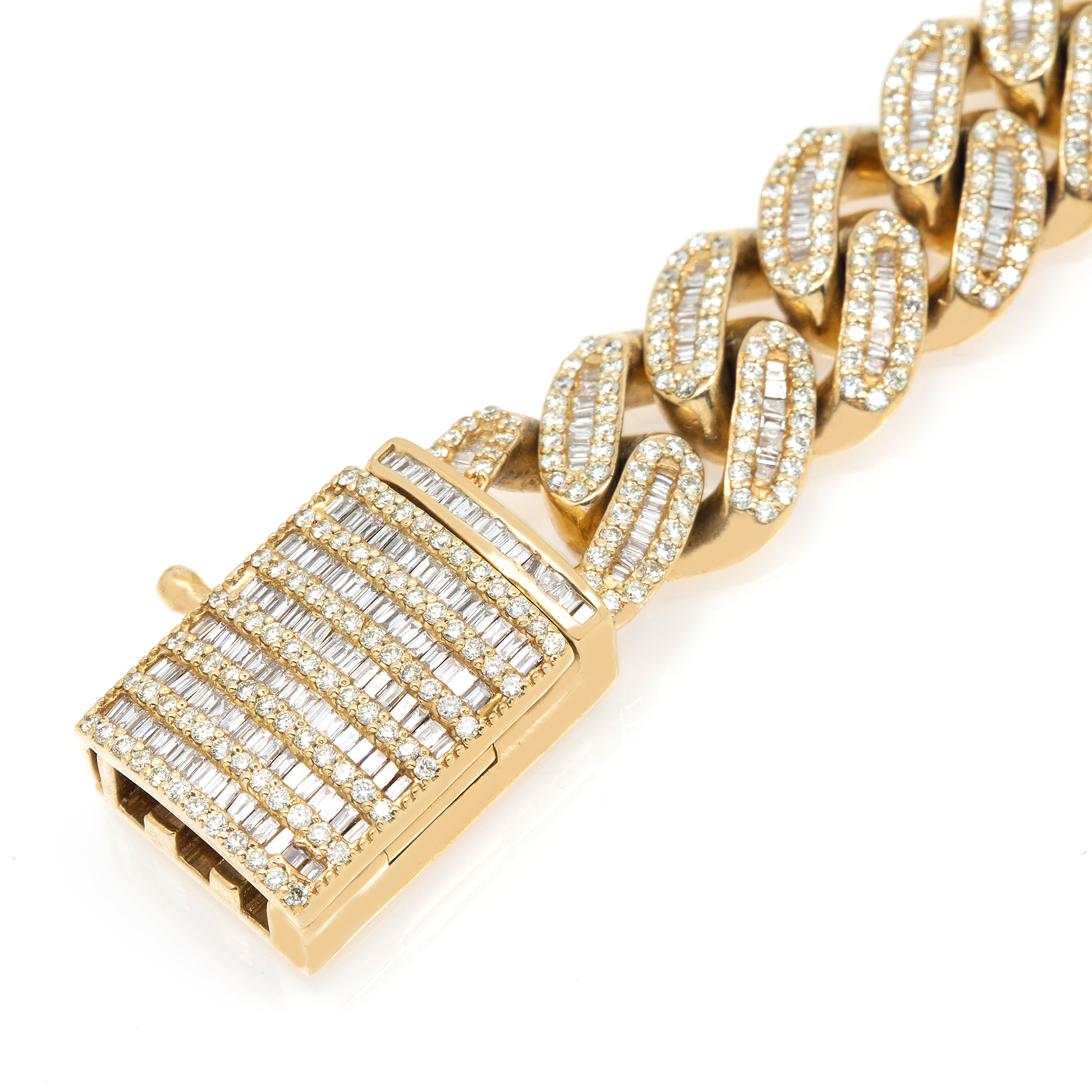 Diamond Cuban Bracelet, 10K Yellow Gold 8.80ct view 3