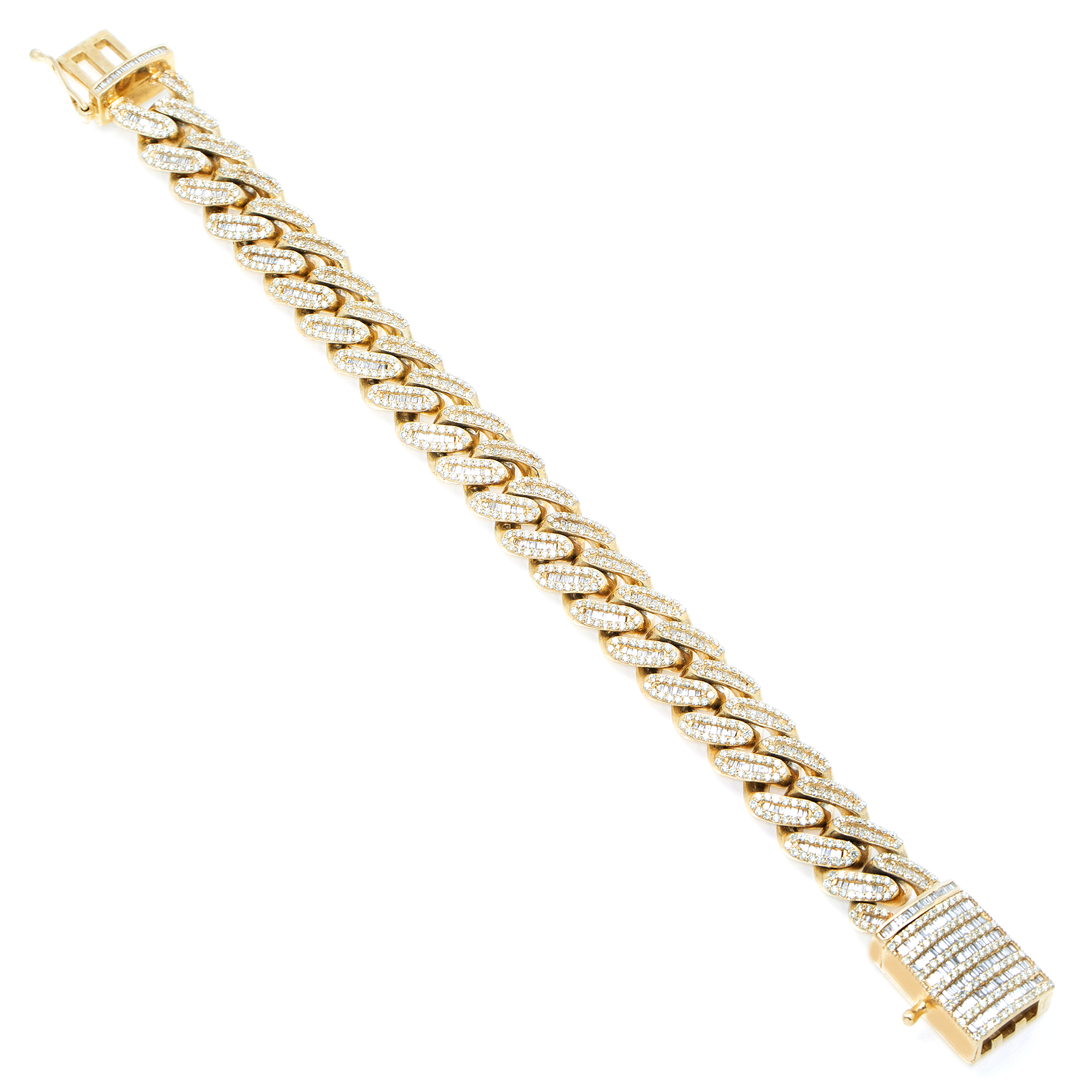Diamond Cuban Bracelet, 10K Yellow Gold 8.80ct view 2