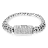 Diamond Cuban Bracelet, 14K White Gold 13.9ct