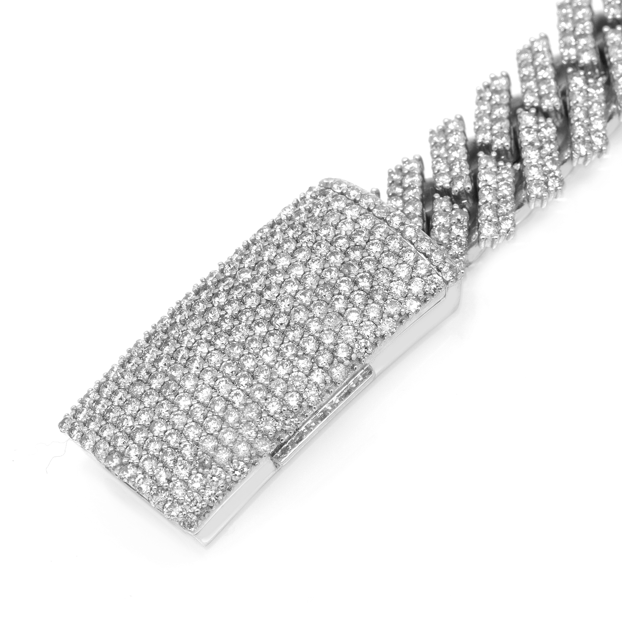 Diamond Cuban Bracelet, 14K White Gold 13.9ct view 3