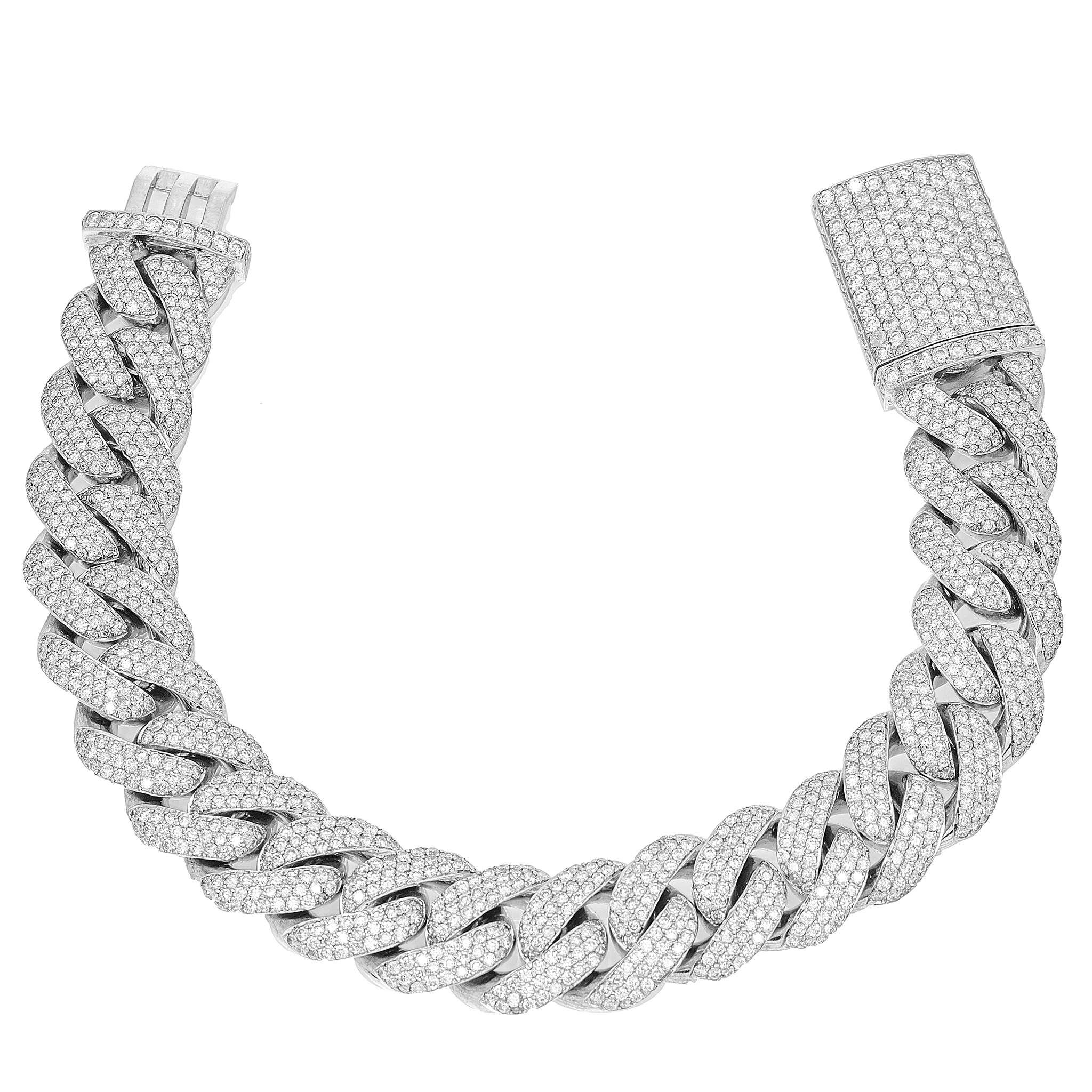 Diamond Cuban Bracelet, 14K White Gold 17.1ct