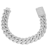 Diamond Cuban Bracelet, 14K White Gold 17.1ct