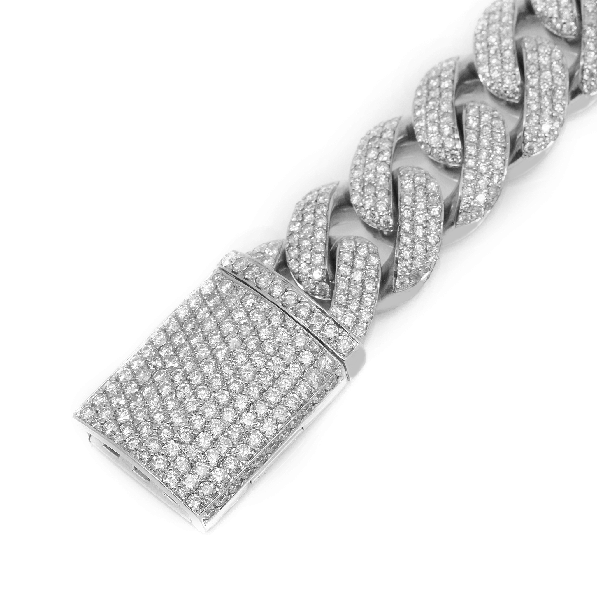 Diamond Cuban Bracelet, 14K White Gold 17.1ct view 3