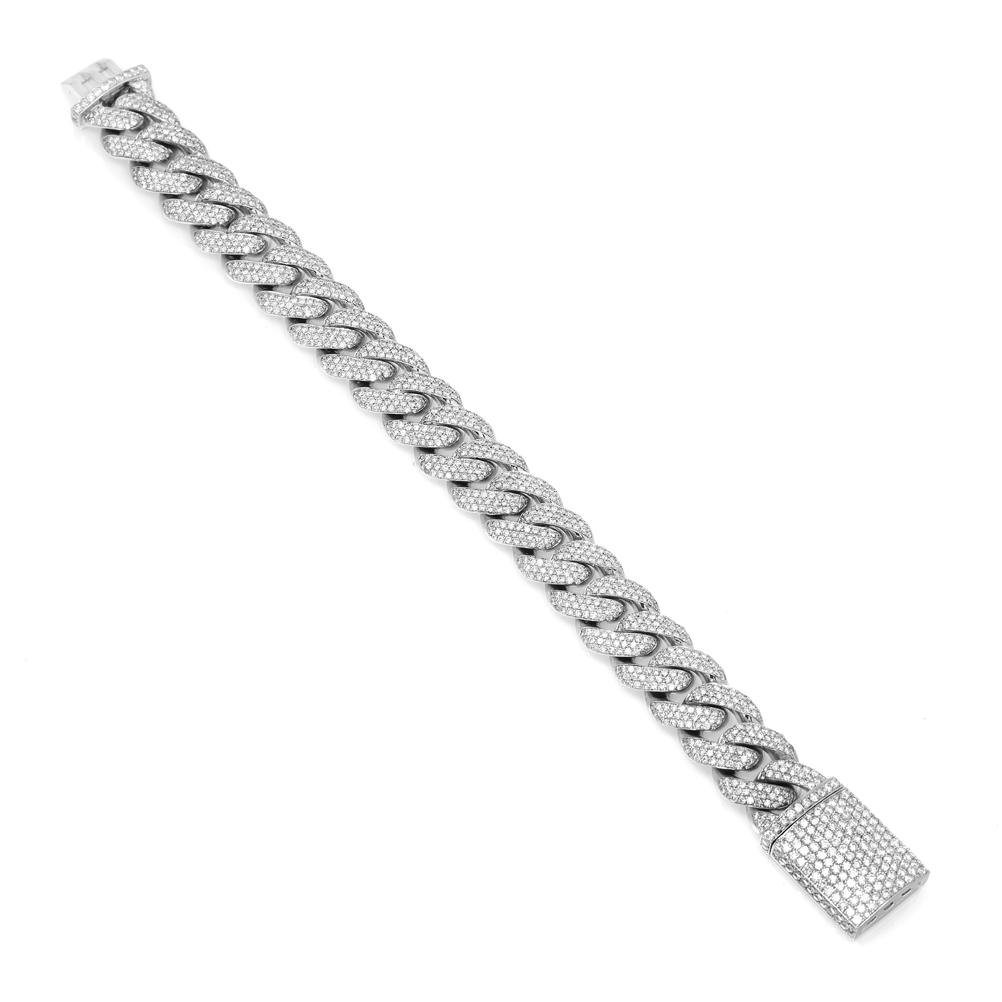 Diamond Cuban Bracelet, 14K White Gold 17.1ct view 2
