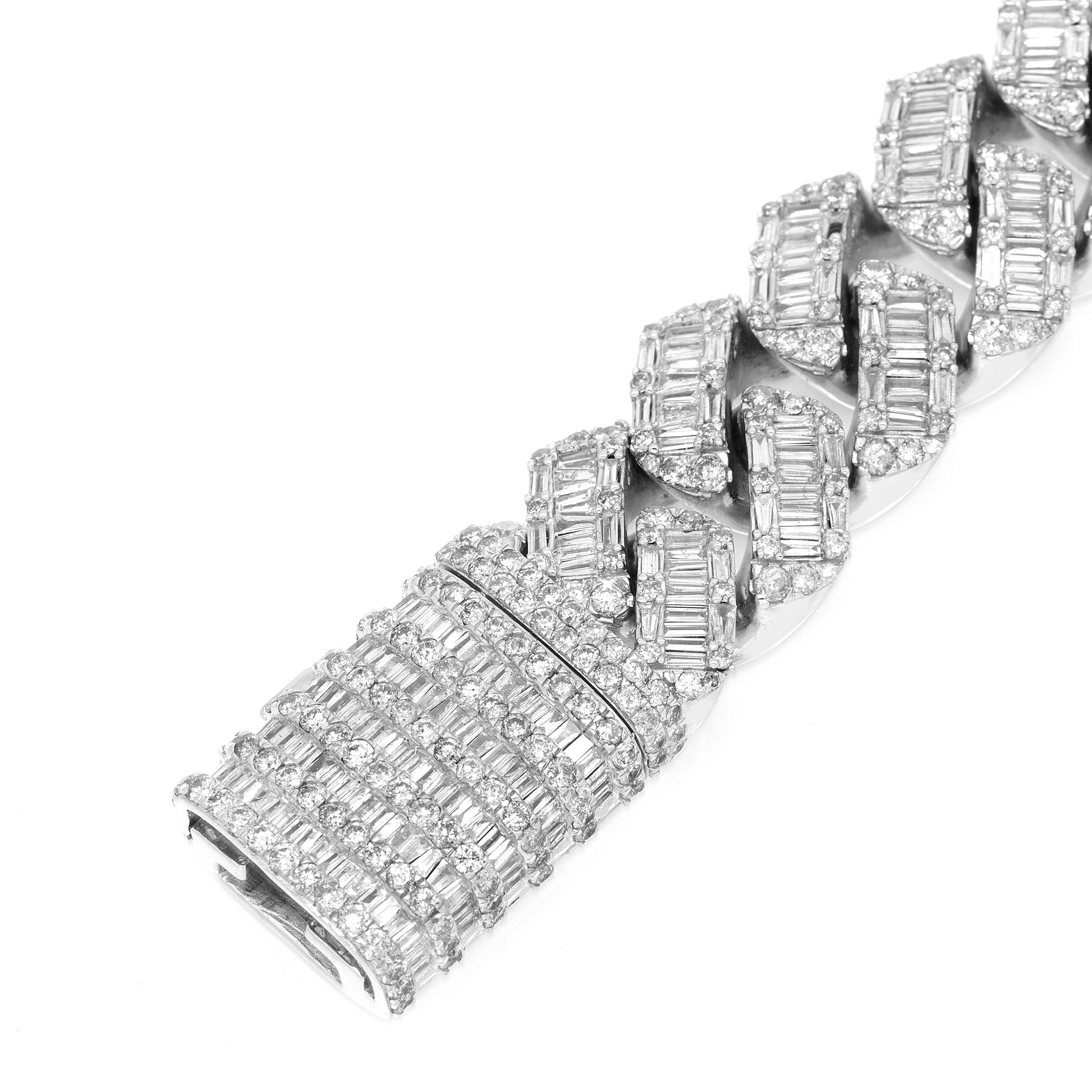 Diamond Cuban Bracelet, 10K White Gold 20.82ct view 3