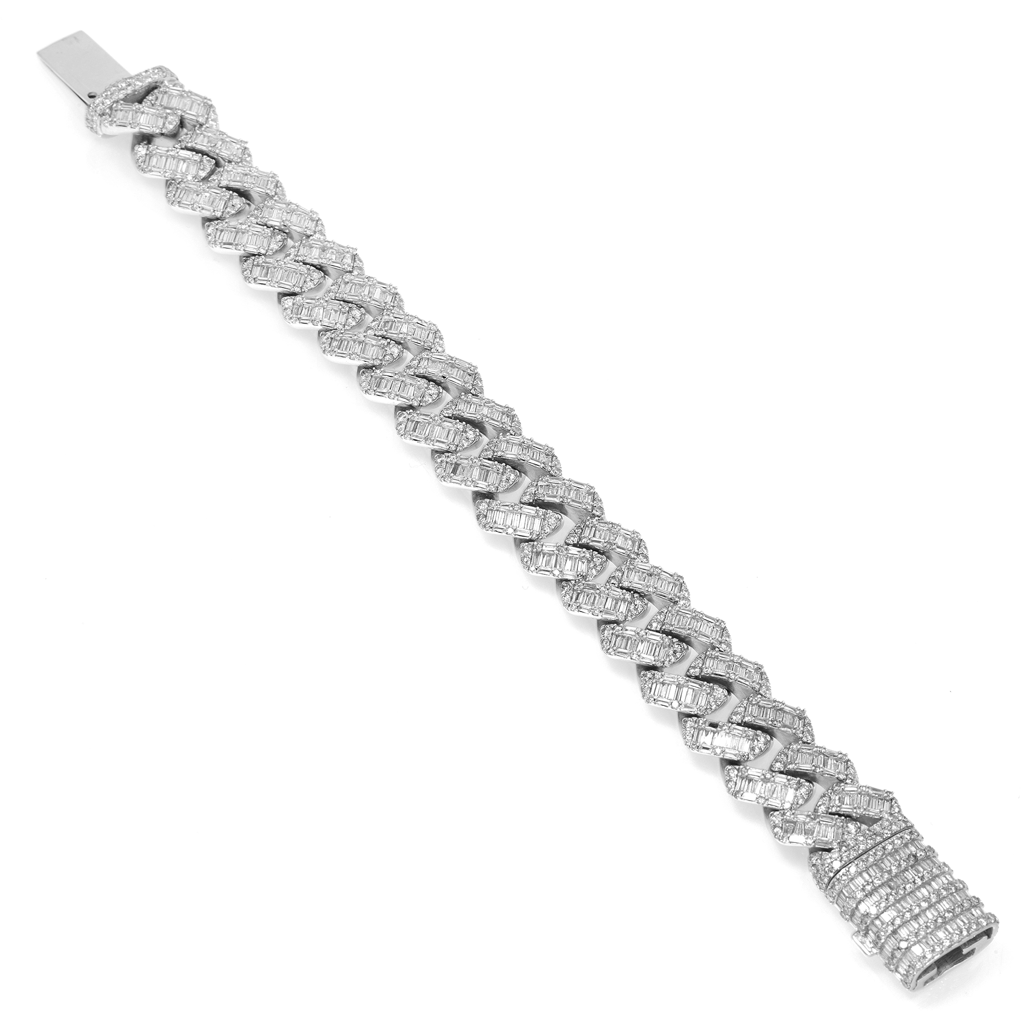 Diamond Cuban Bracelet, 10K White Gold 20.82ct view 2