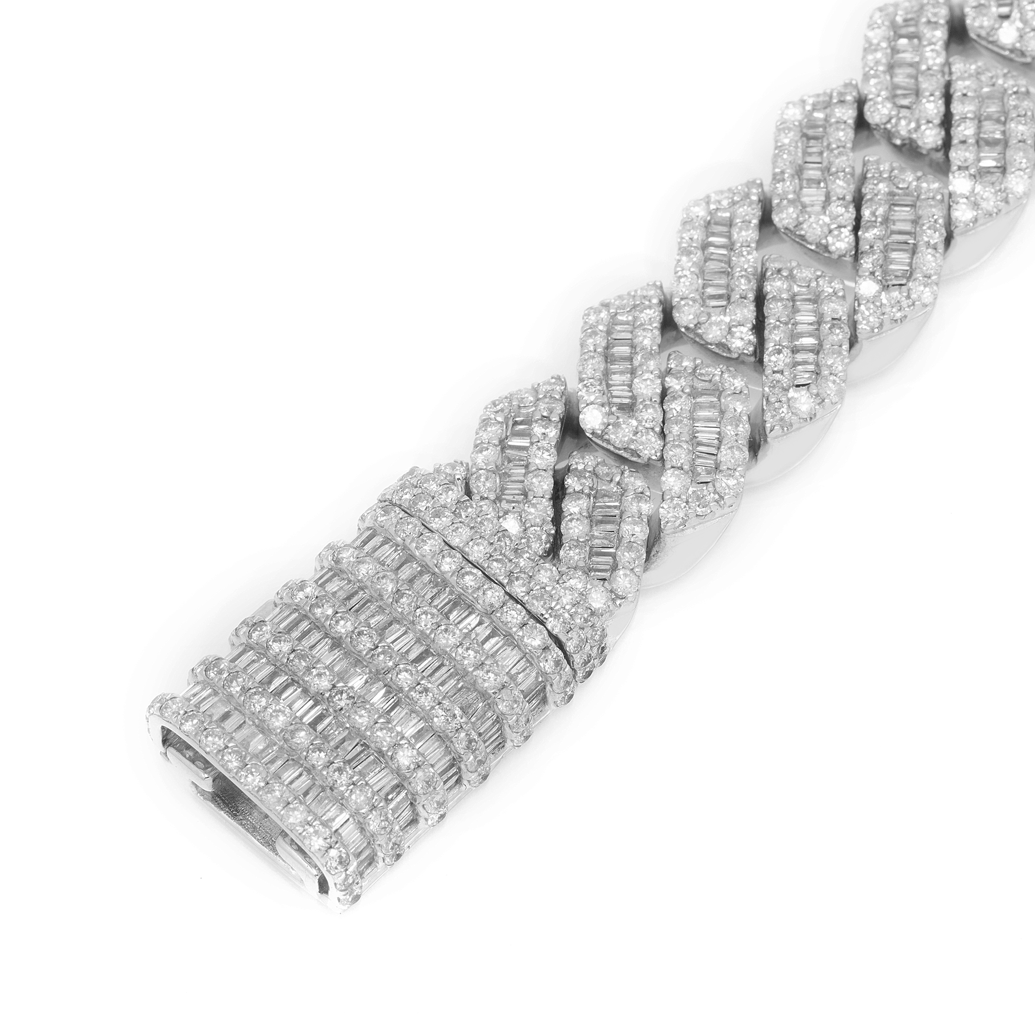 Diamond Cuban Bracelet, 10K White Gold 17.97ct view 3