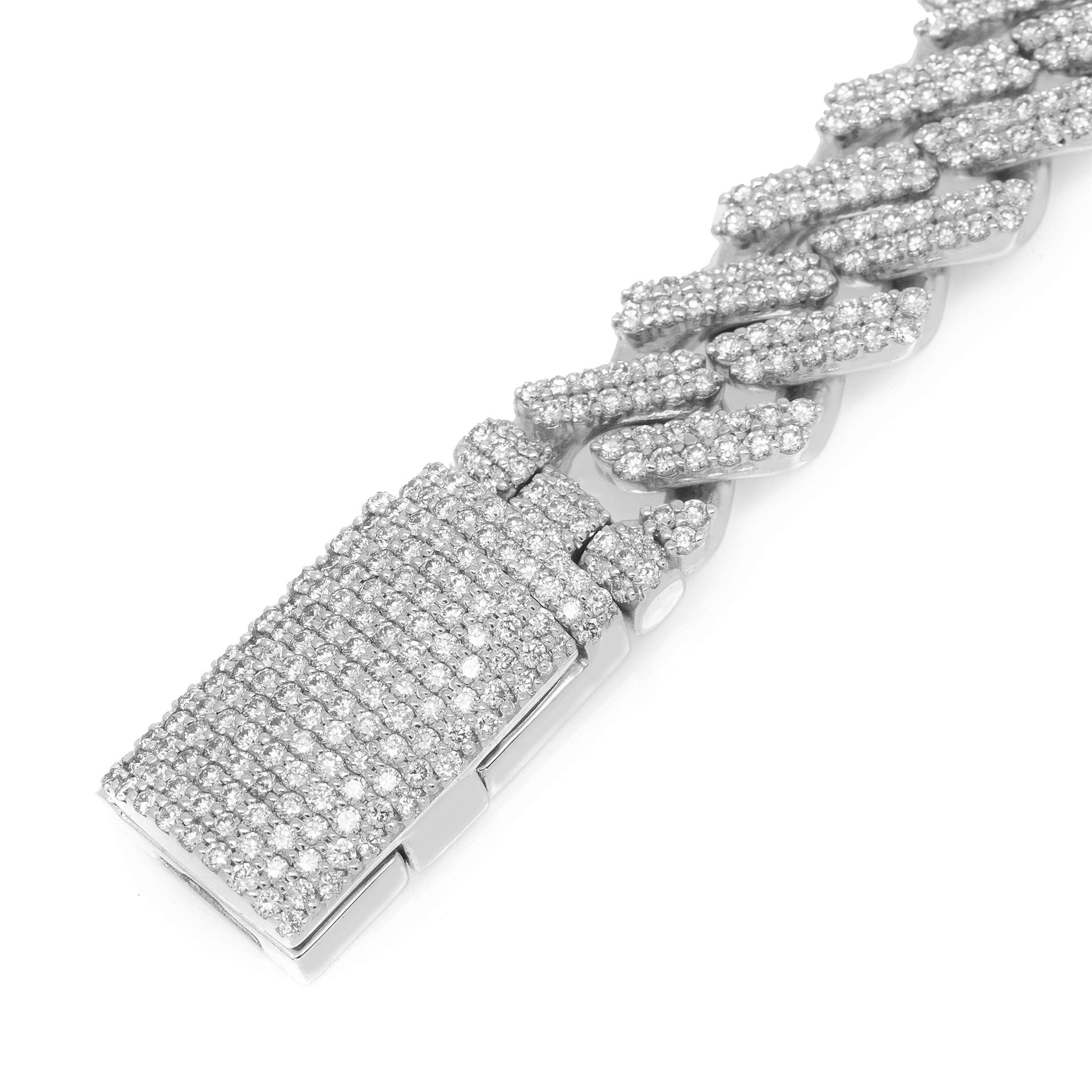 Diamond Cuban Bracelet, 10K White Gold 10.09ct view 3
