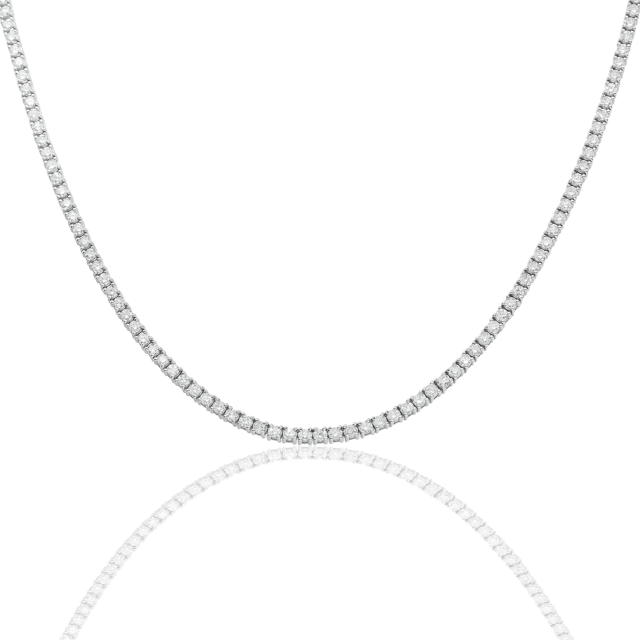 Diamond Tennis Necklace, 14K White Gold 6.10ct