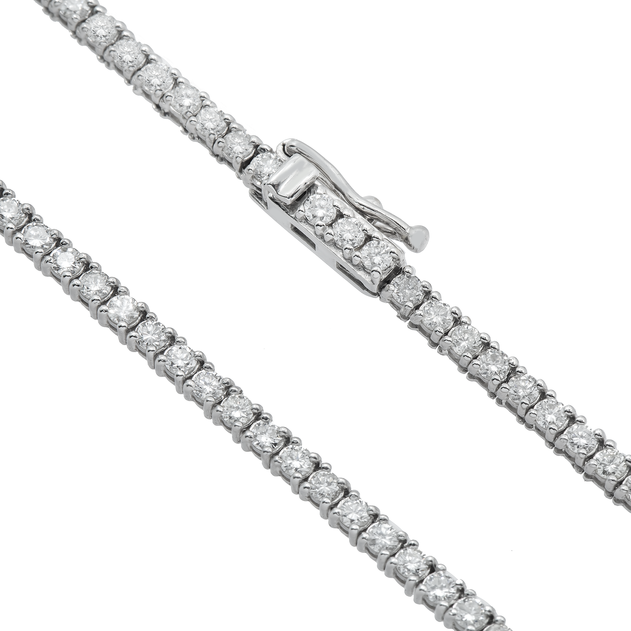 Diamond Tennis Necklace, 14K White Gold 6.10ct view 2