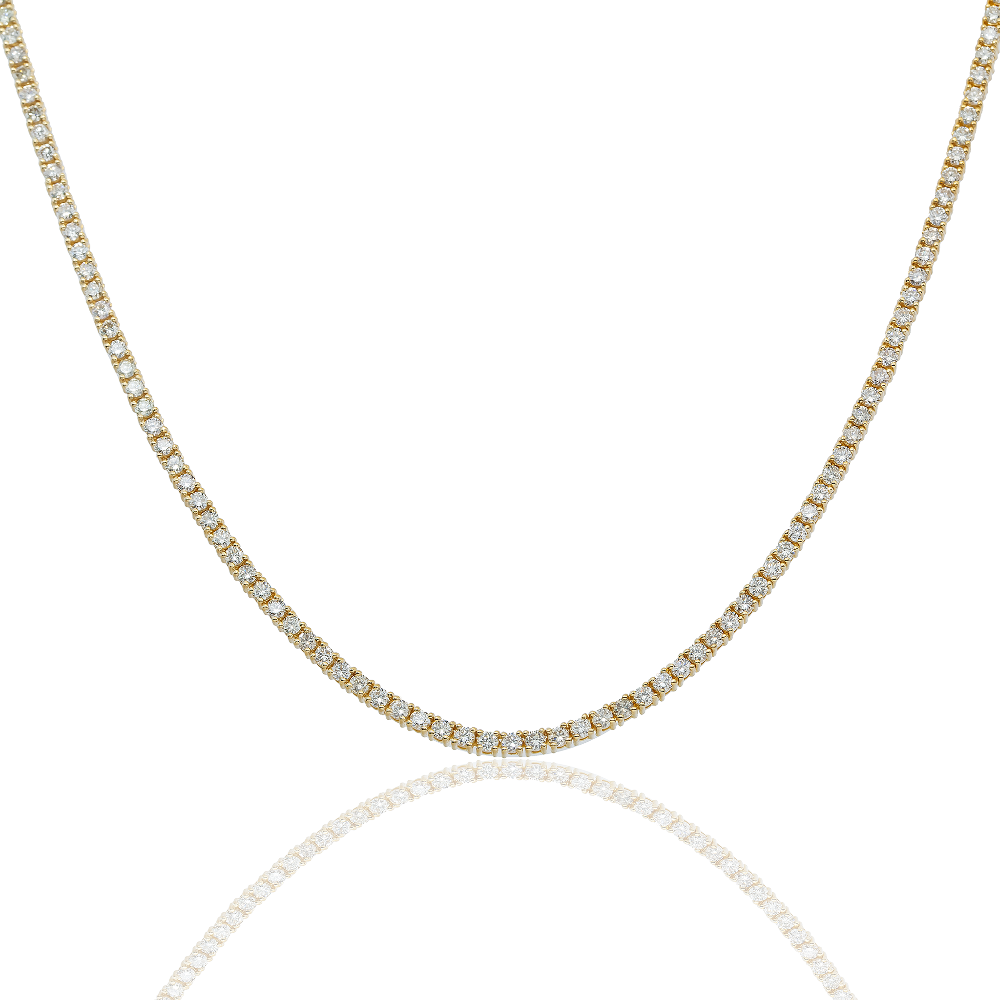 Diamond Tennis Necklace, 14K Yellow Gold 5.46ct