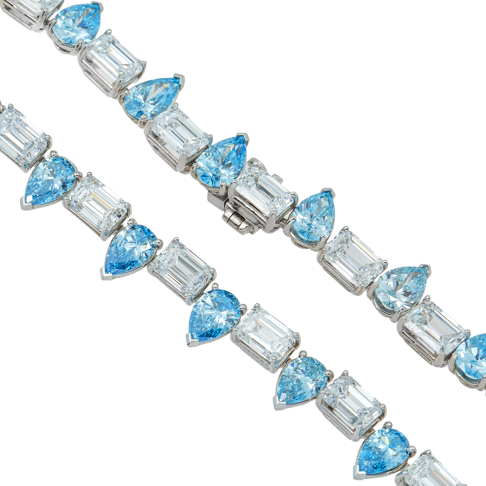 Blue Diamond Tennis Necklace view 2