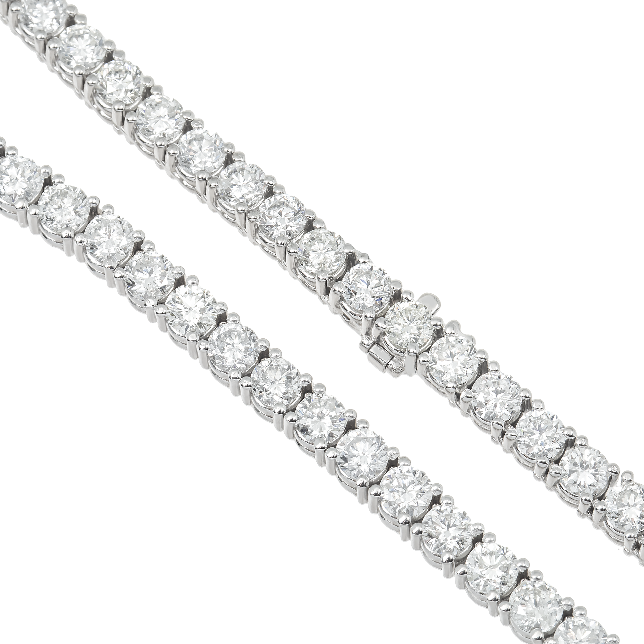 Diamond Tennis Necklace, 14K White Gold 35.80ct