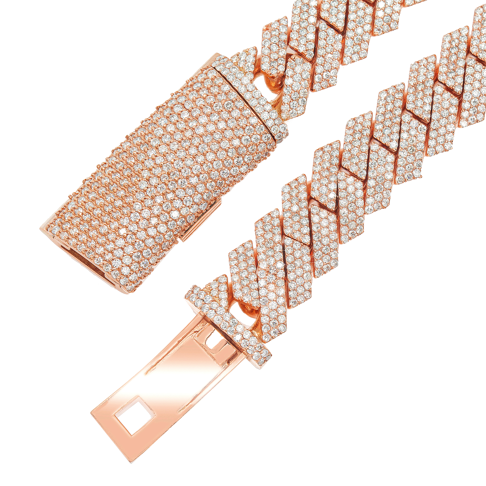 Diamond Cuban Chain, 14K Rose Gold 40ct view 2