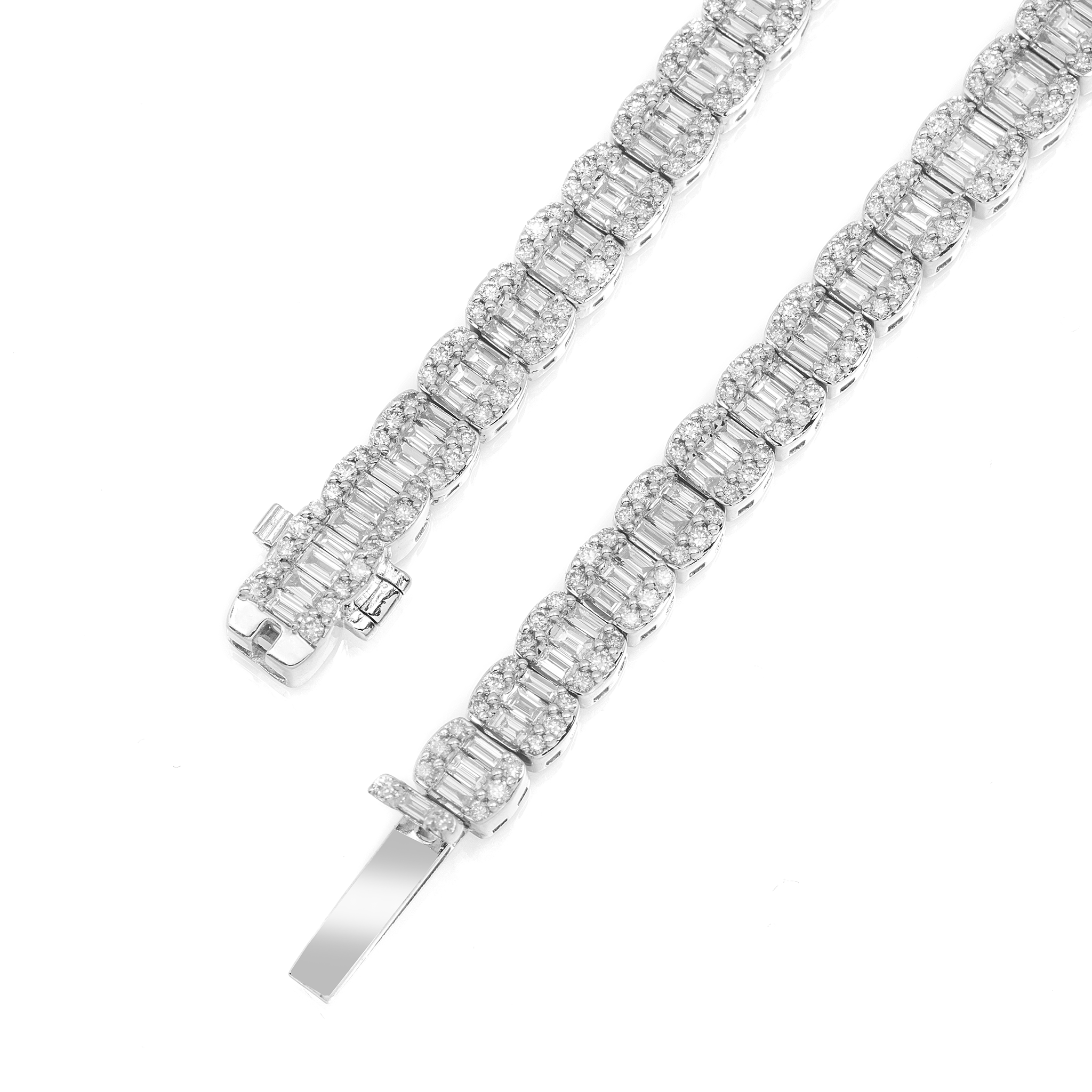 Diamond Baguette Chain, 14K White Gold 29.87ct view 2