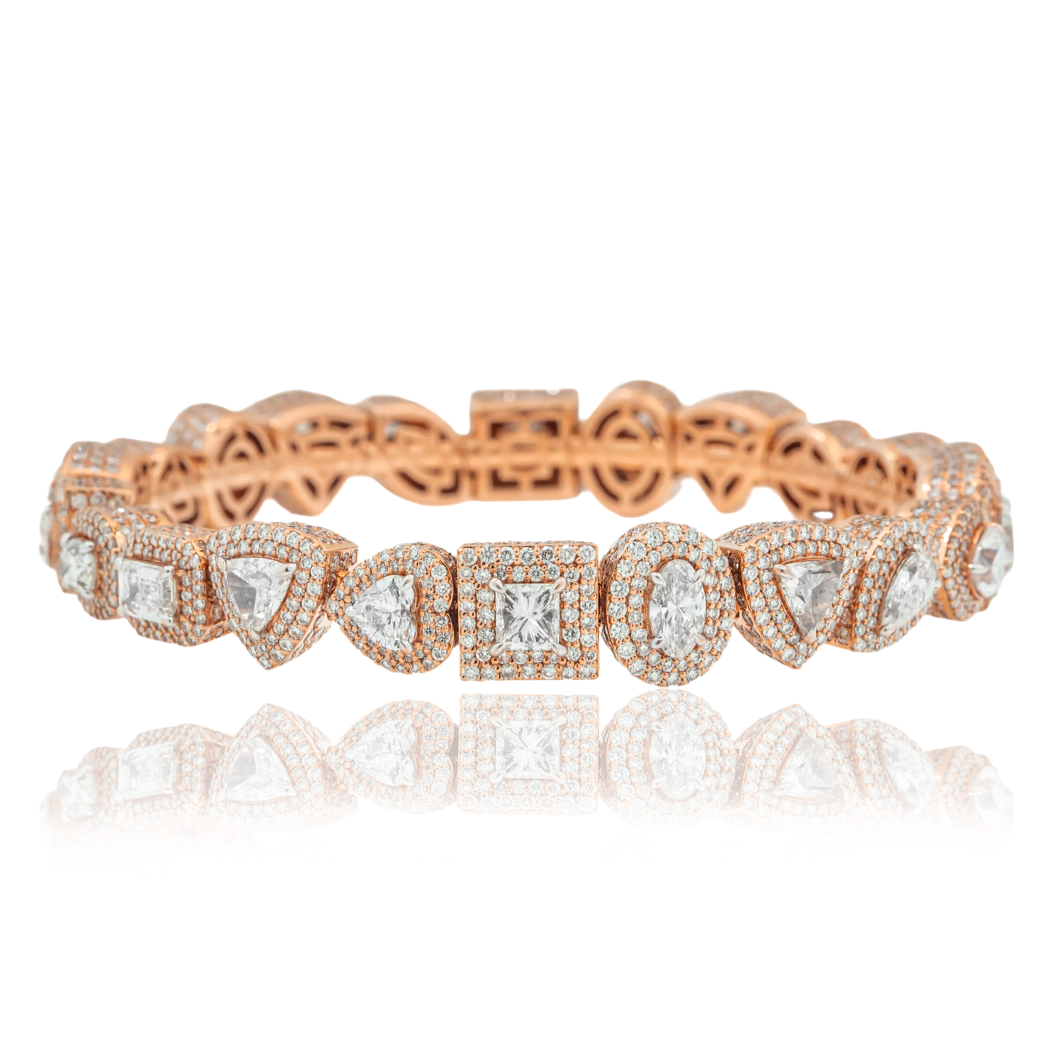 Diamond Multi Shape Bracelet, 18K Rose Gold view 2