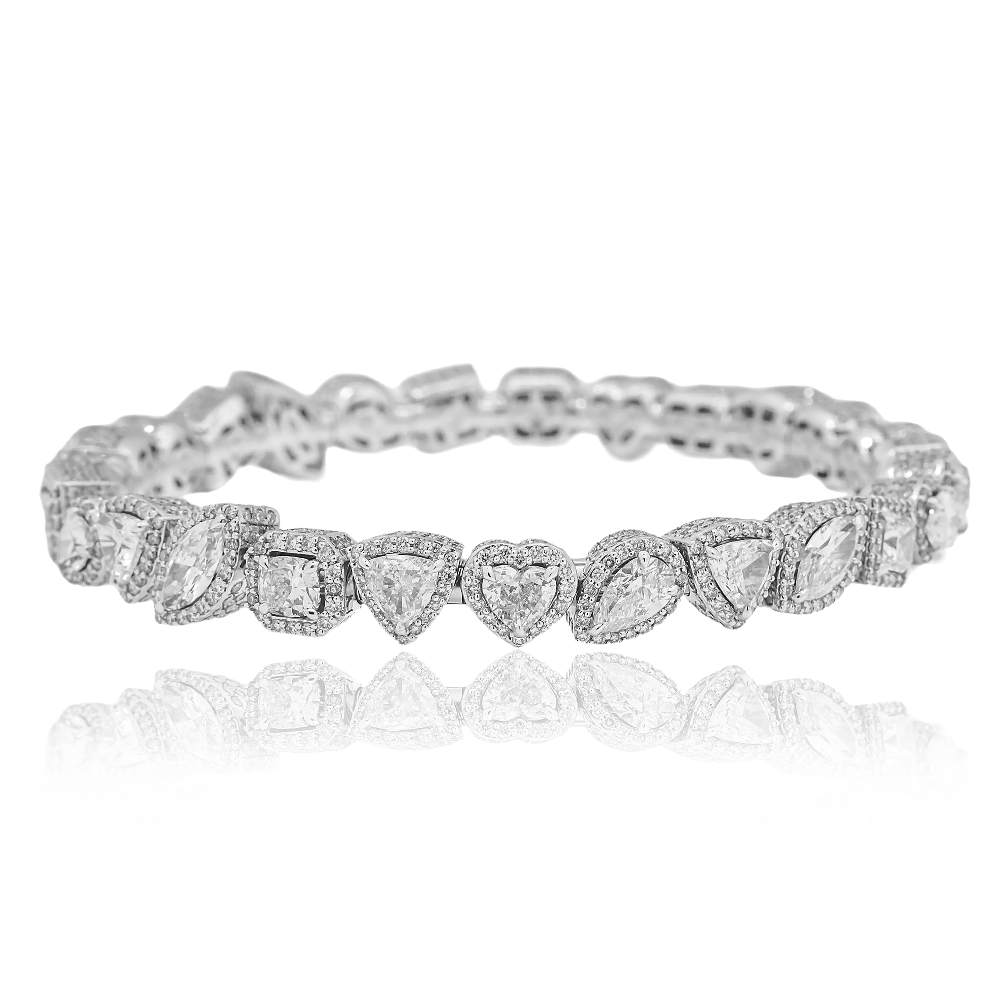 Diamond Multi Shape Bracelet, 18K White Gold
