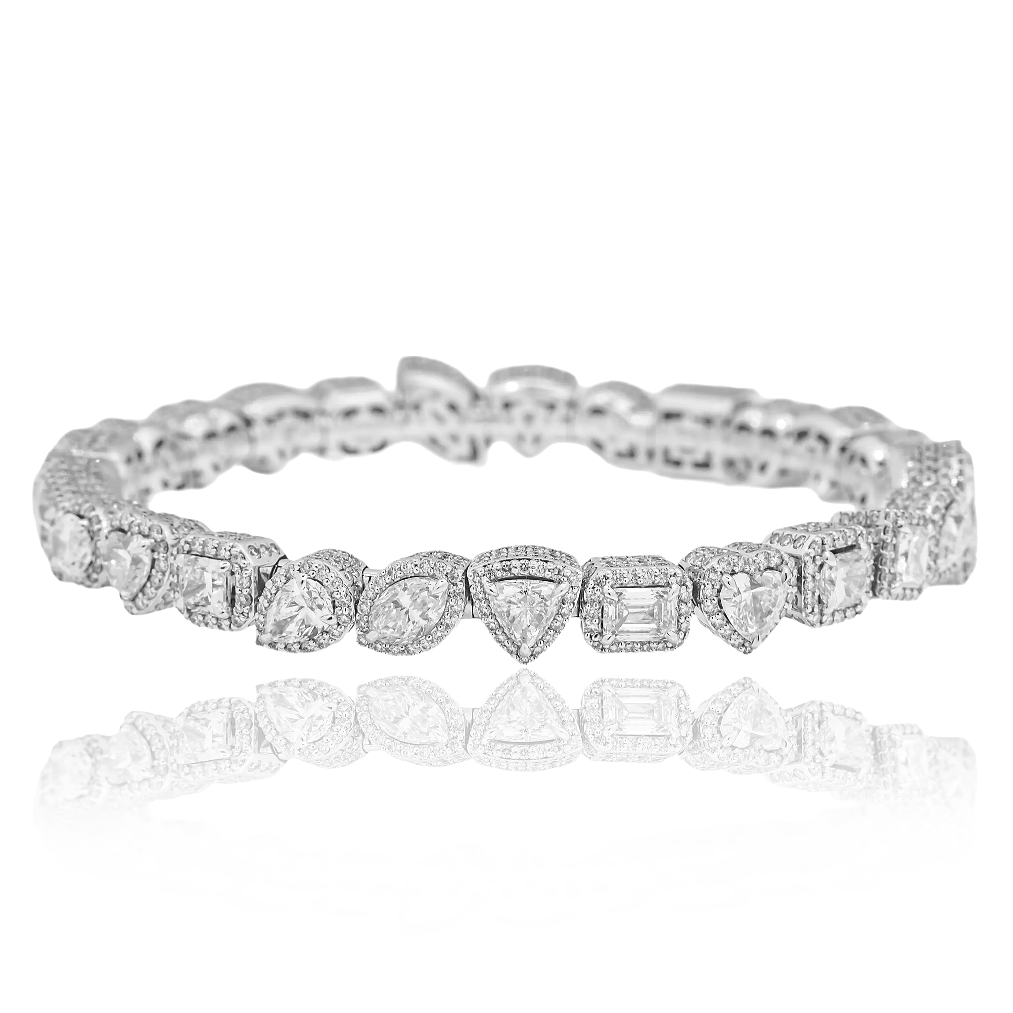 Diamond Multi Shape Bracelet, 18K White Gold view 2
