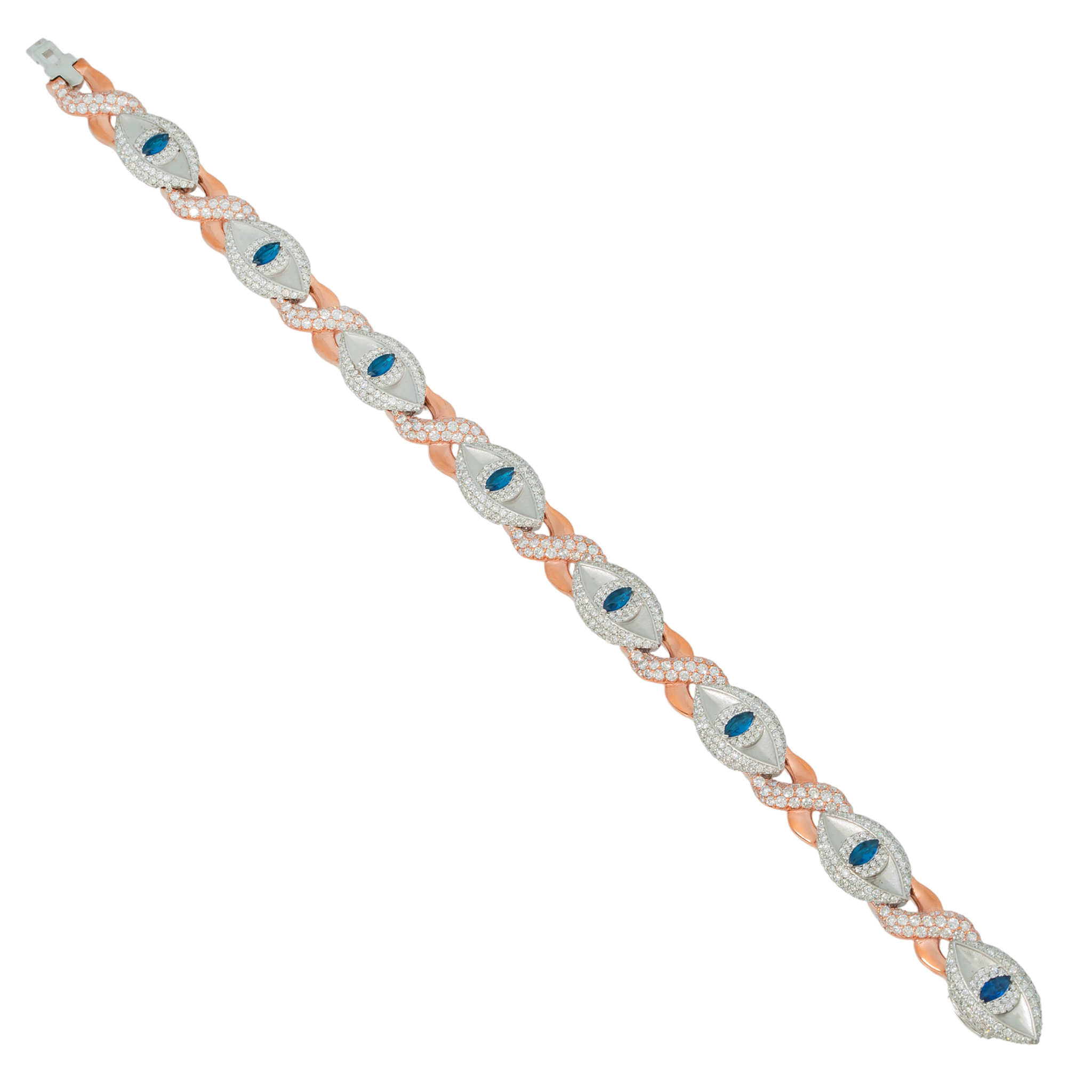 Infinity Evil Eye Diamond Bracelet, 10K Rose Gold 5.35ct view 2