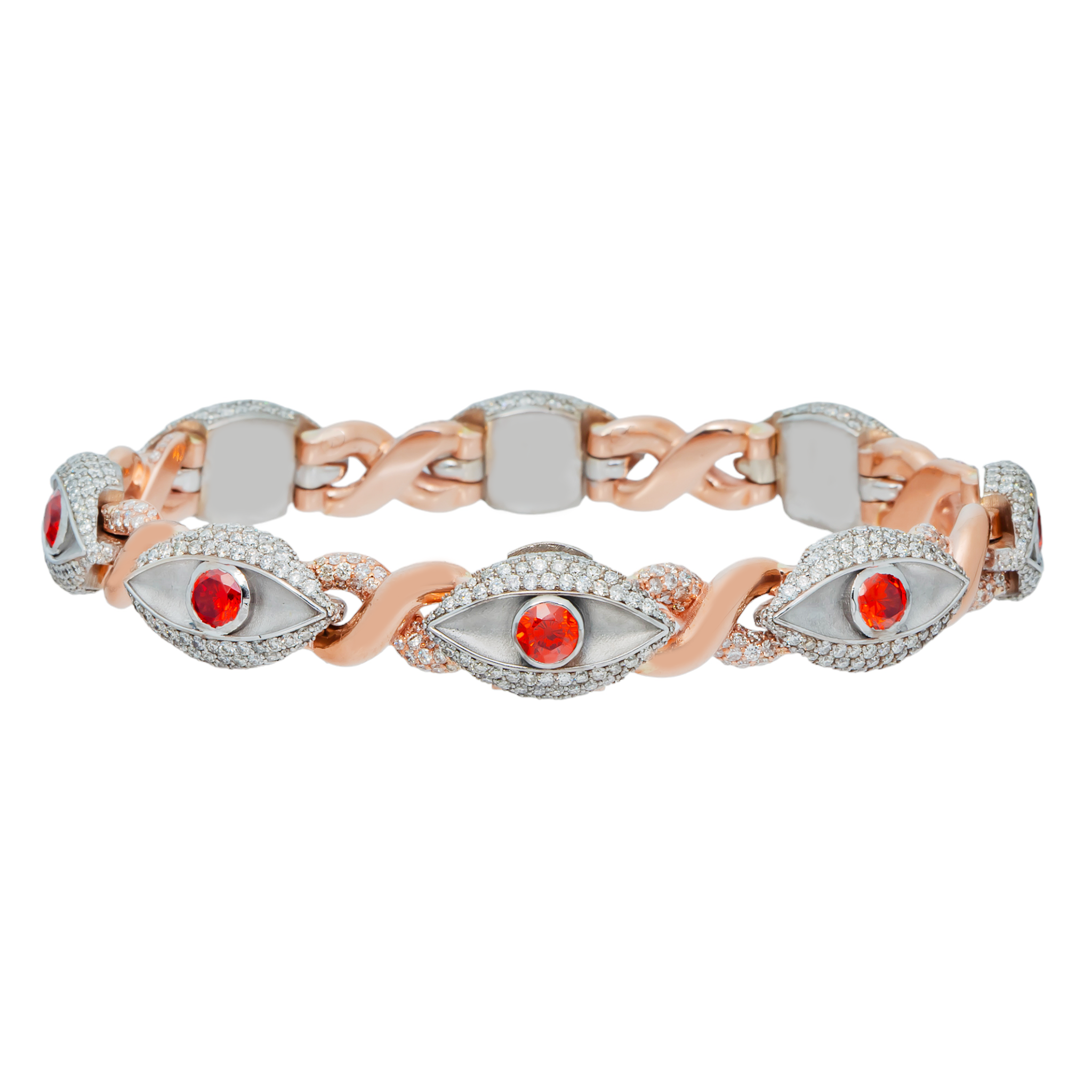 Infinity Evil Eye Bracelet, 10K Rose Gold 8.17ct
