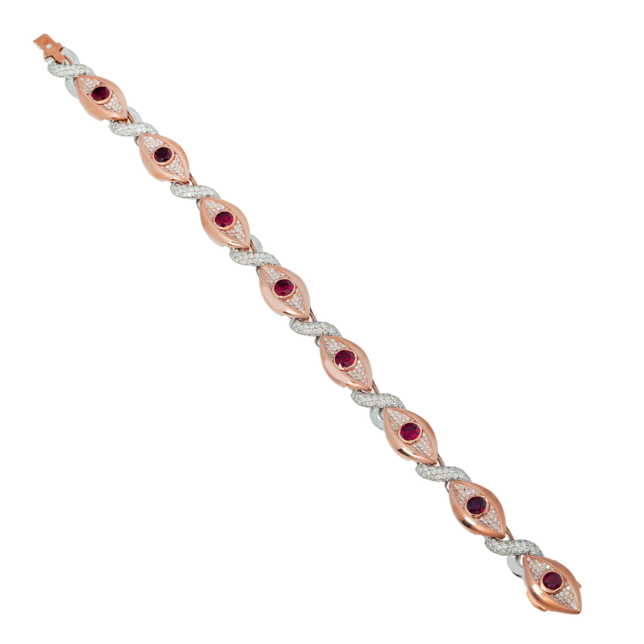Infinity Evil Eye Diamond Bracelet, 10K Rose Gold 4.79ct view 3