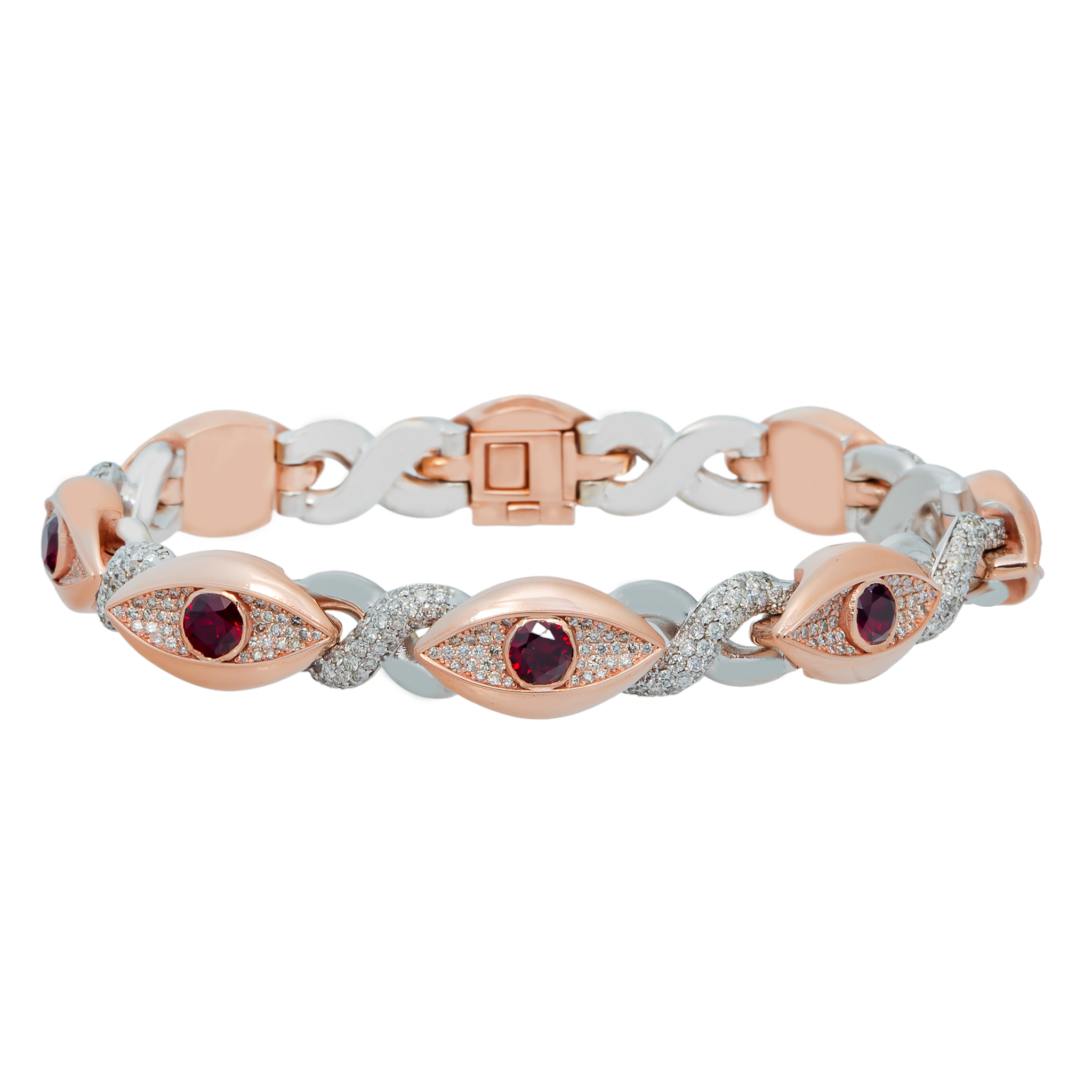 Infinity Evil Eye Diamond Bracelet, 10K Rose Gold 4.79ct view 2